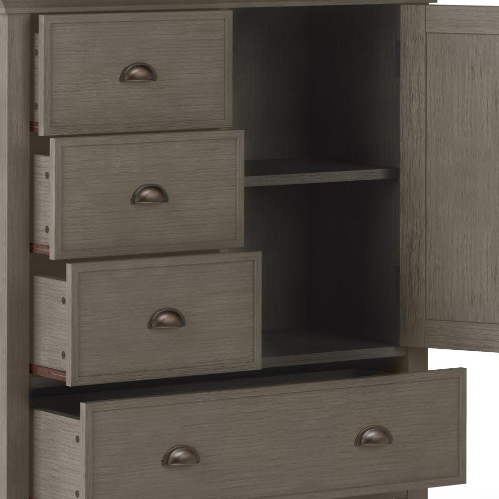 Simpli Home Redmond Solid Wood Medium Storage Cabinet, Gray, large