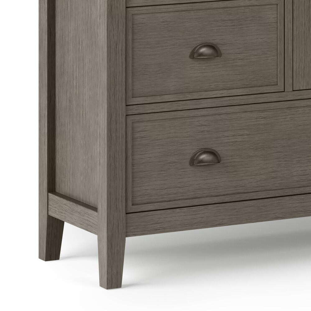 Simpli Home Redmond Solid Wood Medium Storage Cabinet, Gray, large