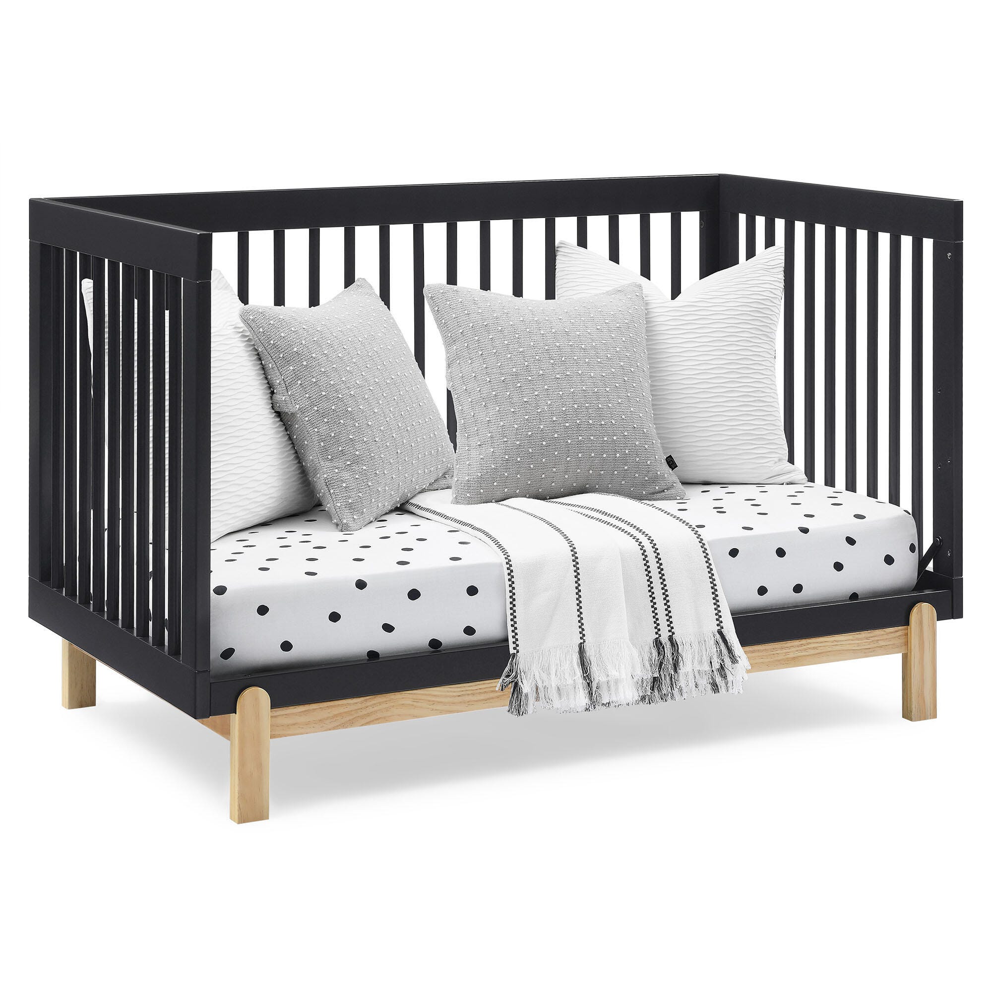 Delta Children Poppy 4-in-1 Convertible Crib, Midnight Gray/Natural, large