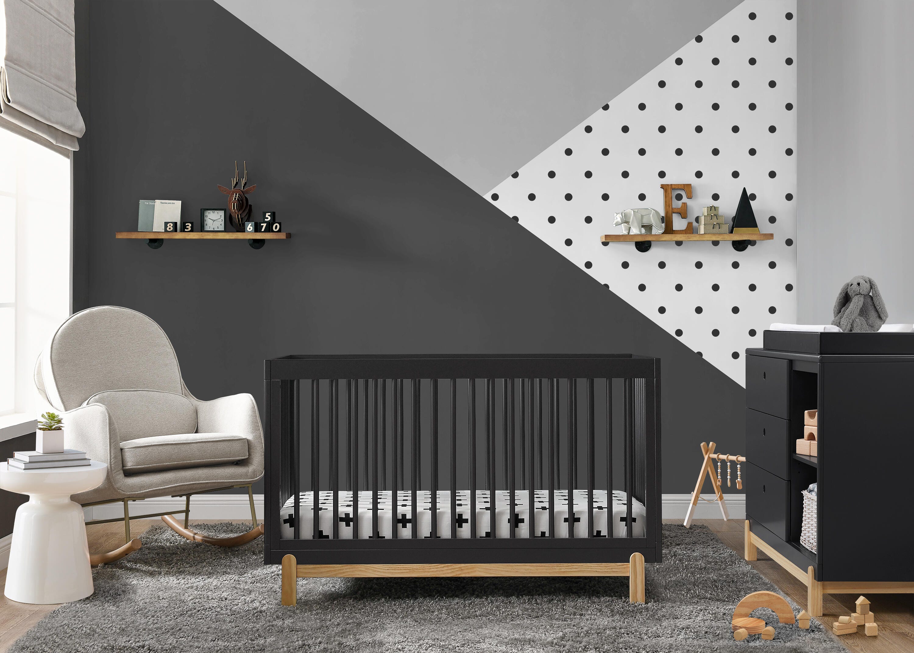 Delta Children Poppy 4-in-1 Convertible Crib, Midnight Gray/Natural, large