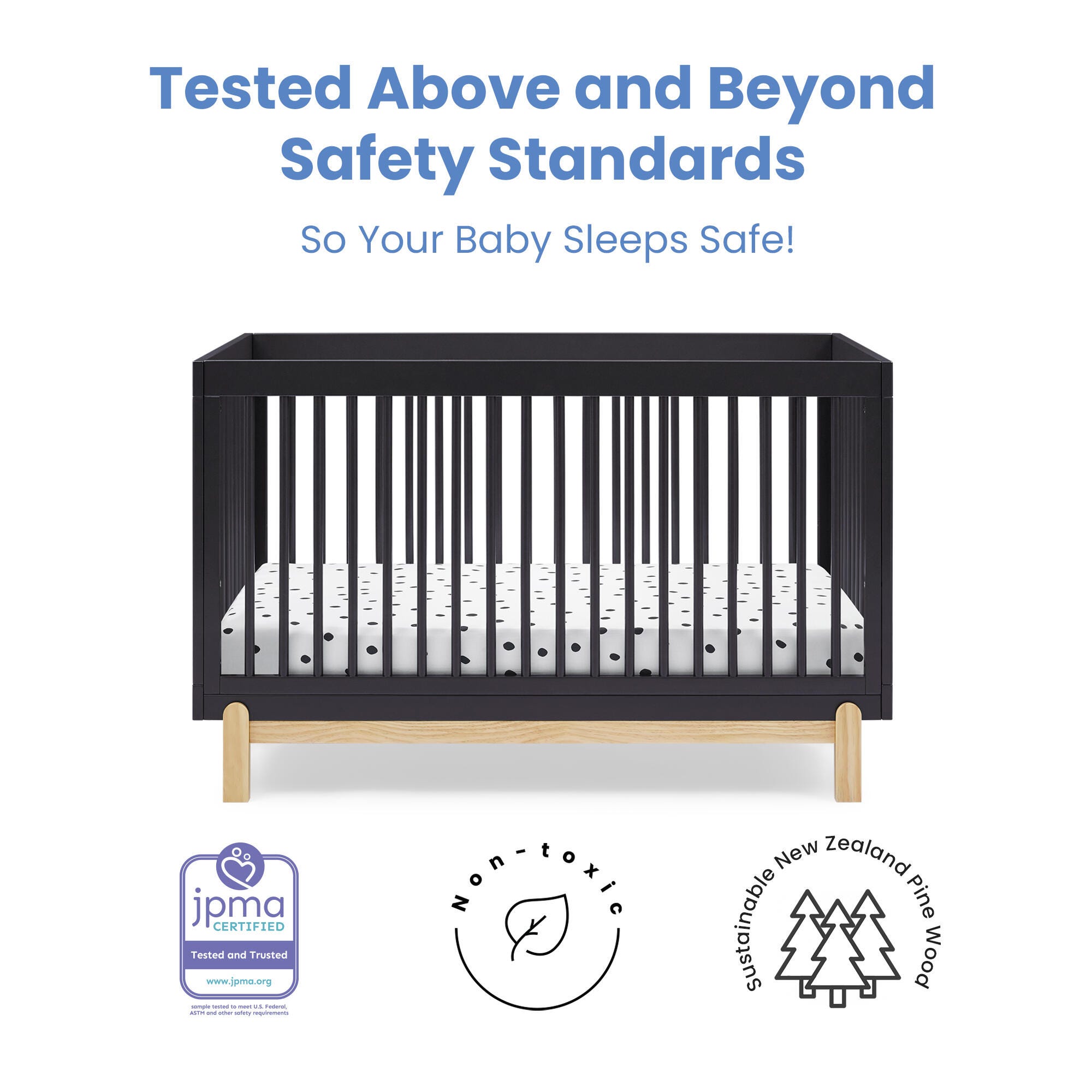 Delta Children Poppy 4-in-1 Convertible Crib, Midnight Gray/Natural, large