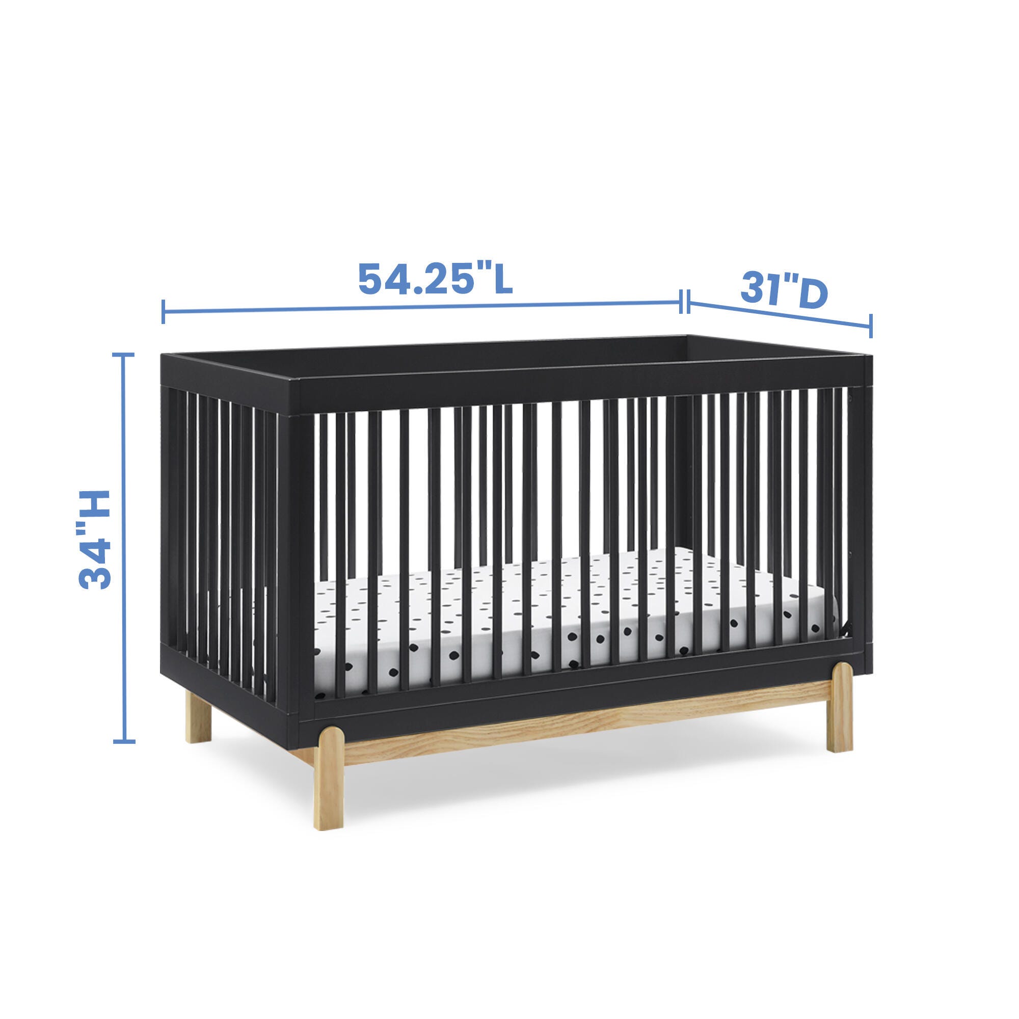 Delta Children Poppy 4-in-1 Convertible Crib, Midnight Gray/Natural, large