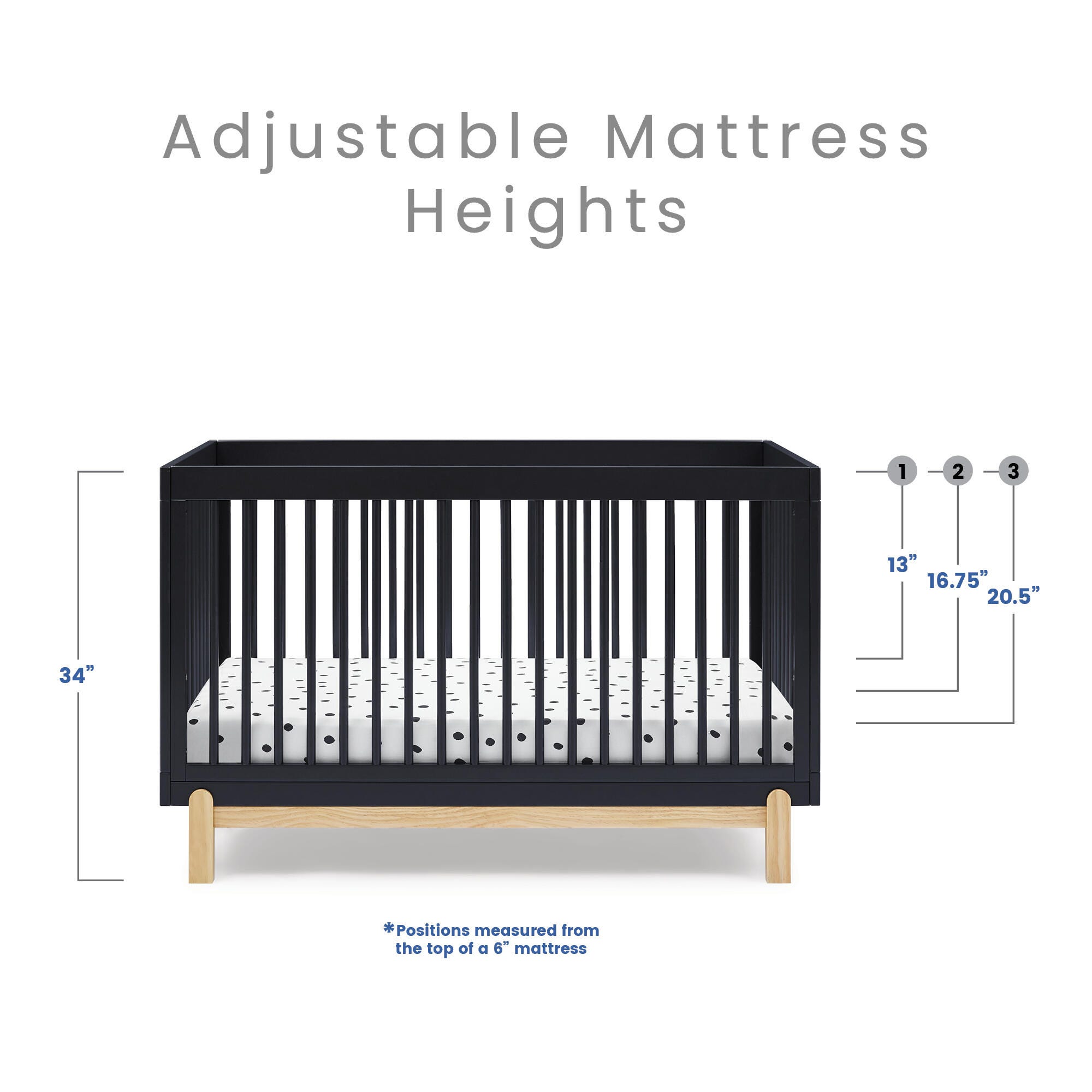 Delta Children Poppy 4-in-1 Convertible Crib, Midnight Gray/Natural, large