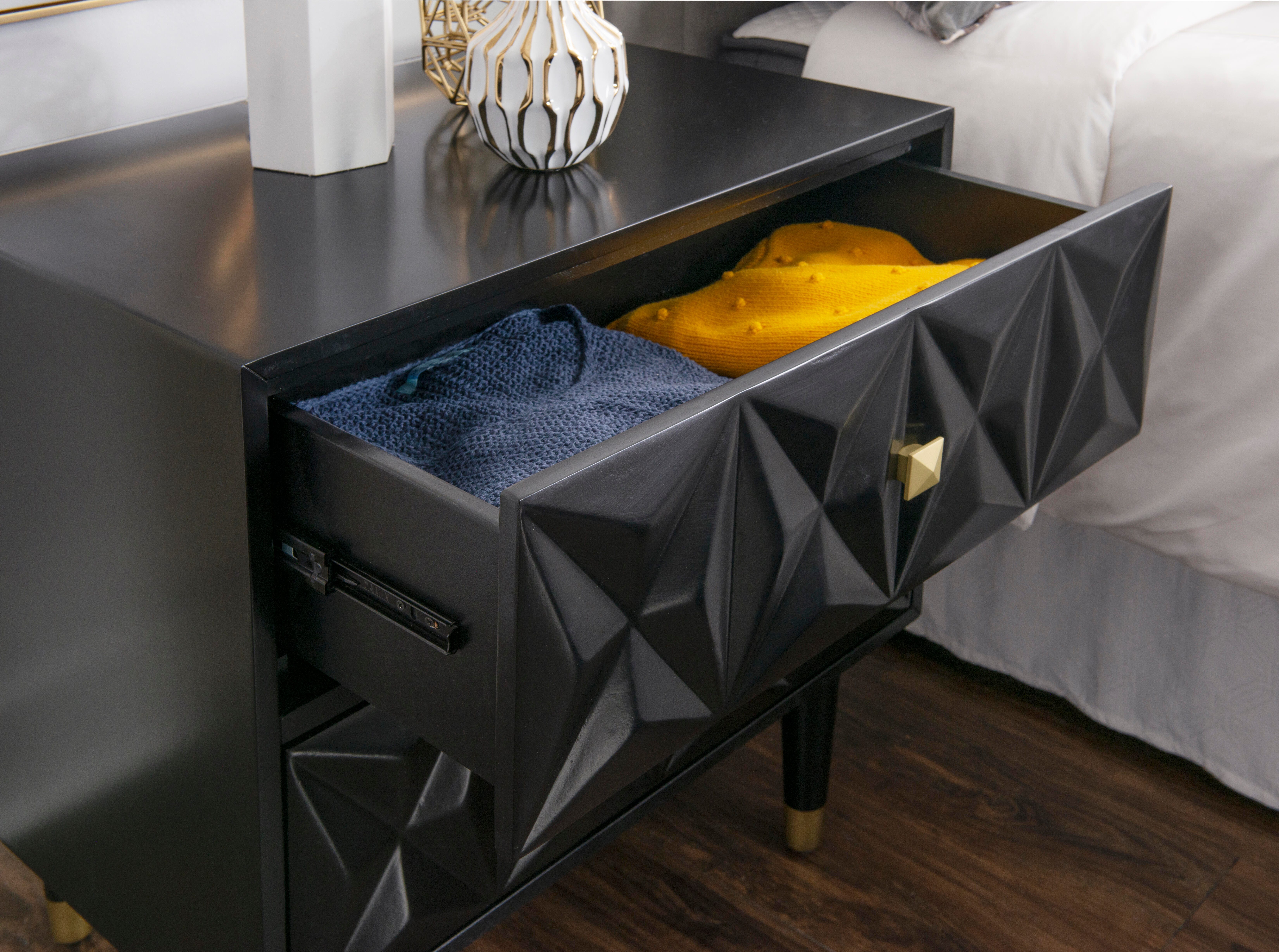 Linon Geo Texture 2 Drawer Nightstand, , large