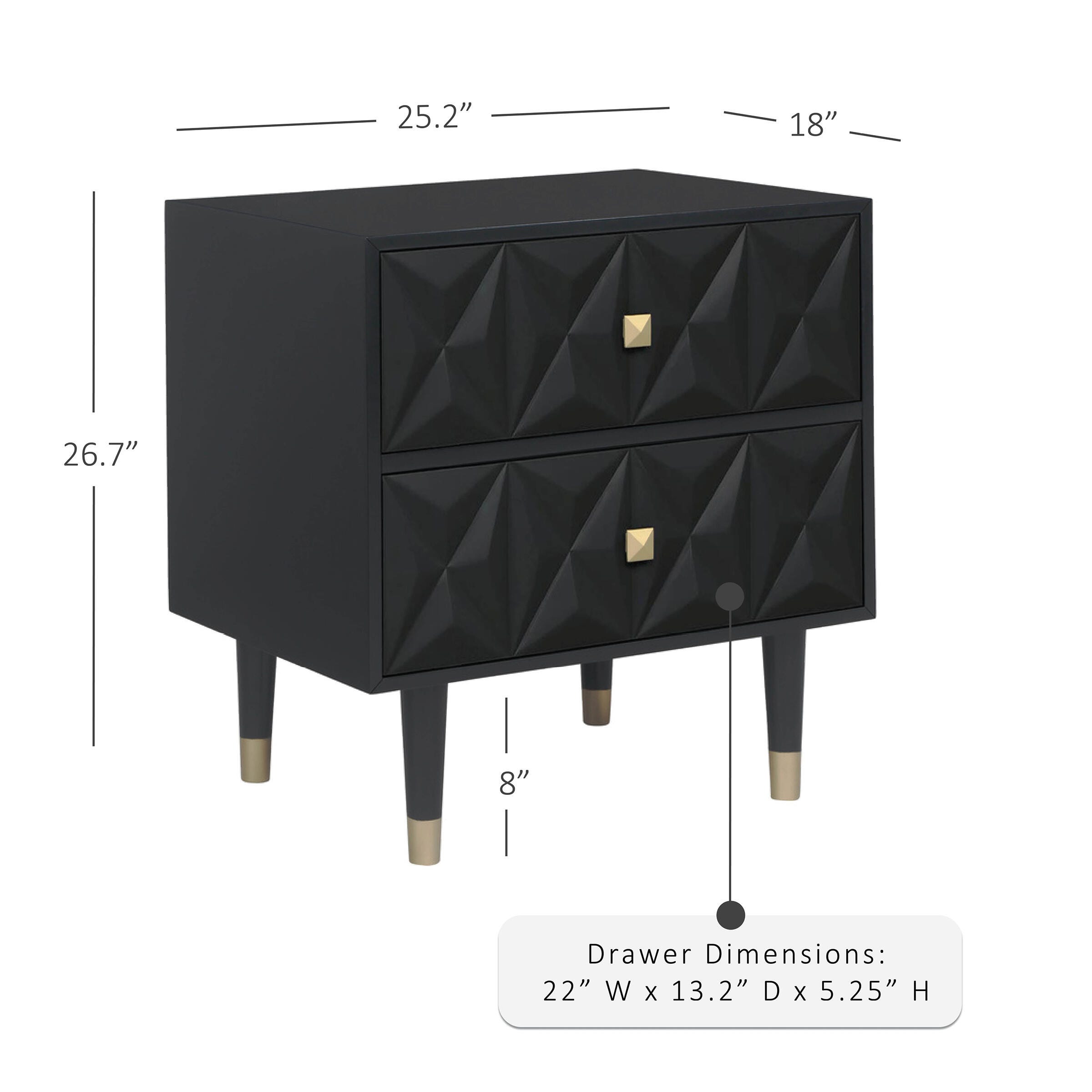 Linon Geo Texture 2 Drawer Nightstand, , large