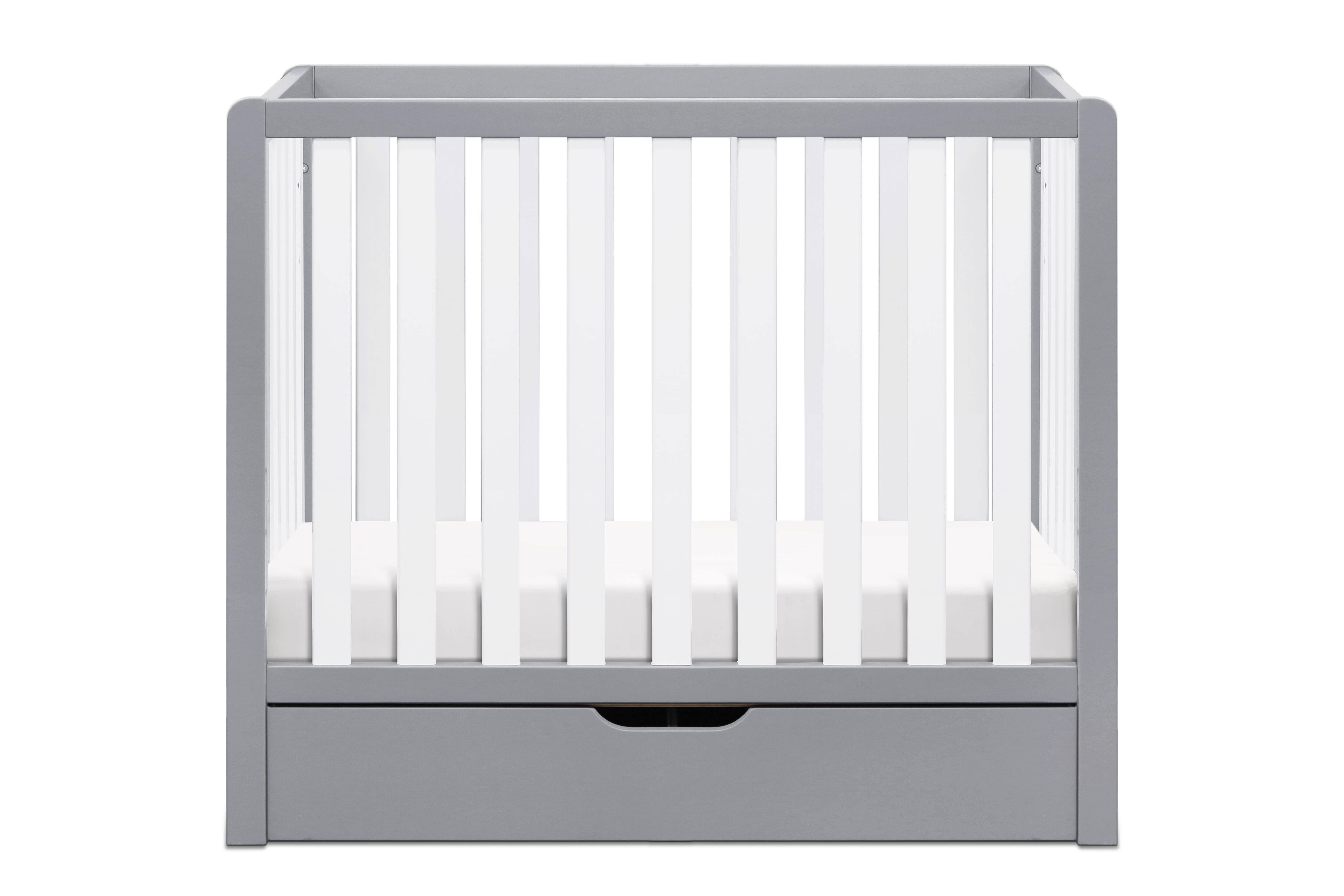 Carter's by Davinci Colby 4-in-1 Convertible Mini Crib with Trundle, Gray/White, large