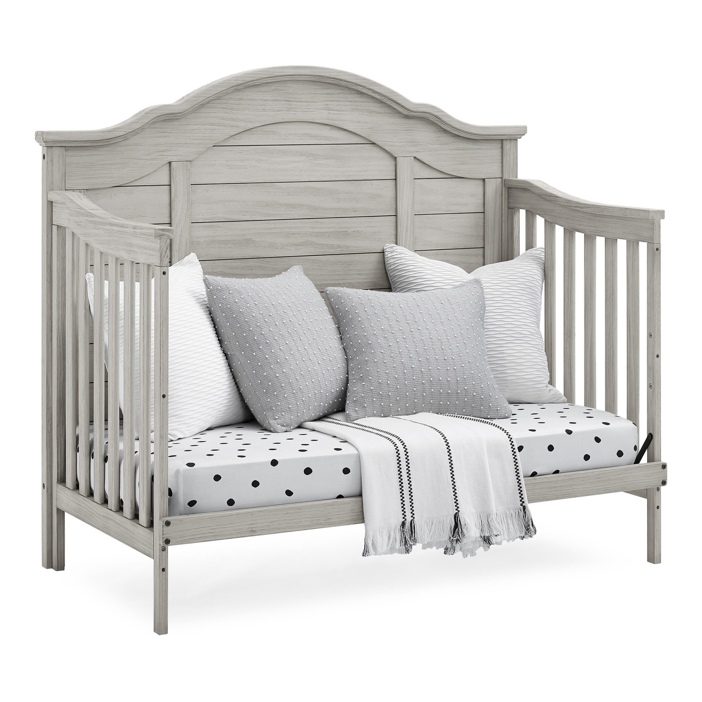 Delta Children Kids Asher 6-in-1 Convertible Crib With Toddler Rail, Rustic Mist, Rustic Mist, large