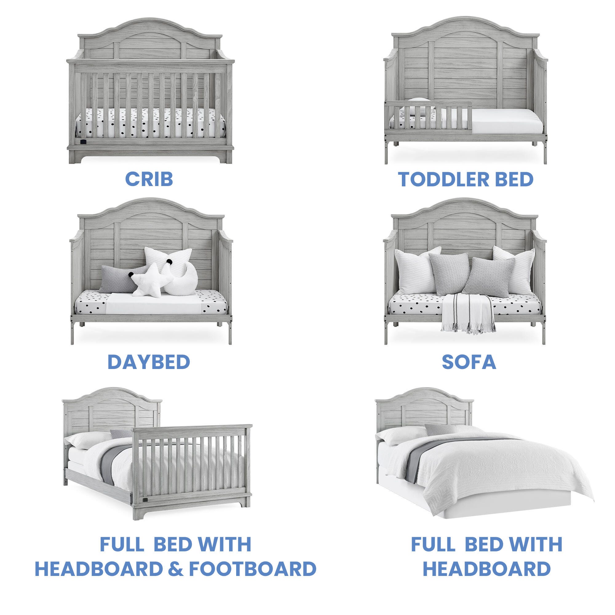 Delta Children Kids Asher 6-in-1 Convertible Crib With Toddler Rail, Rustic Mist, Rustic Mist, large