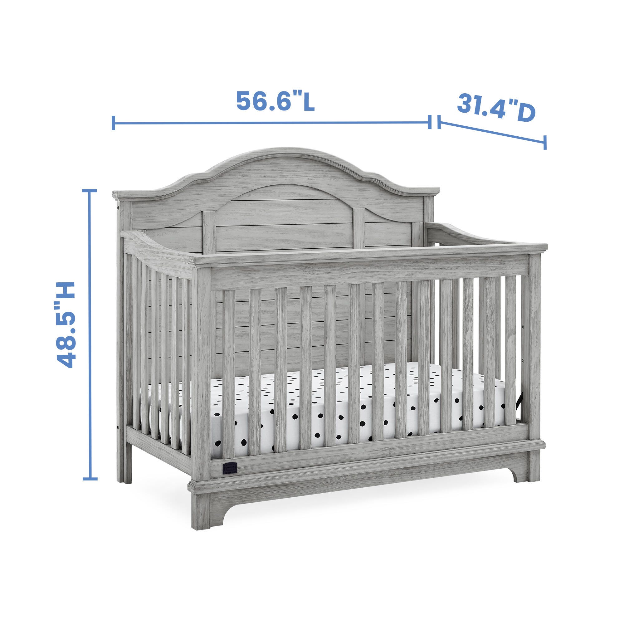 Delta Children Kids Asher 6-in-1 Convertible Crib With Toddler Rail, Rustic Mist, Rustic Mist, large