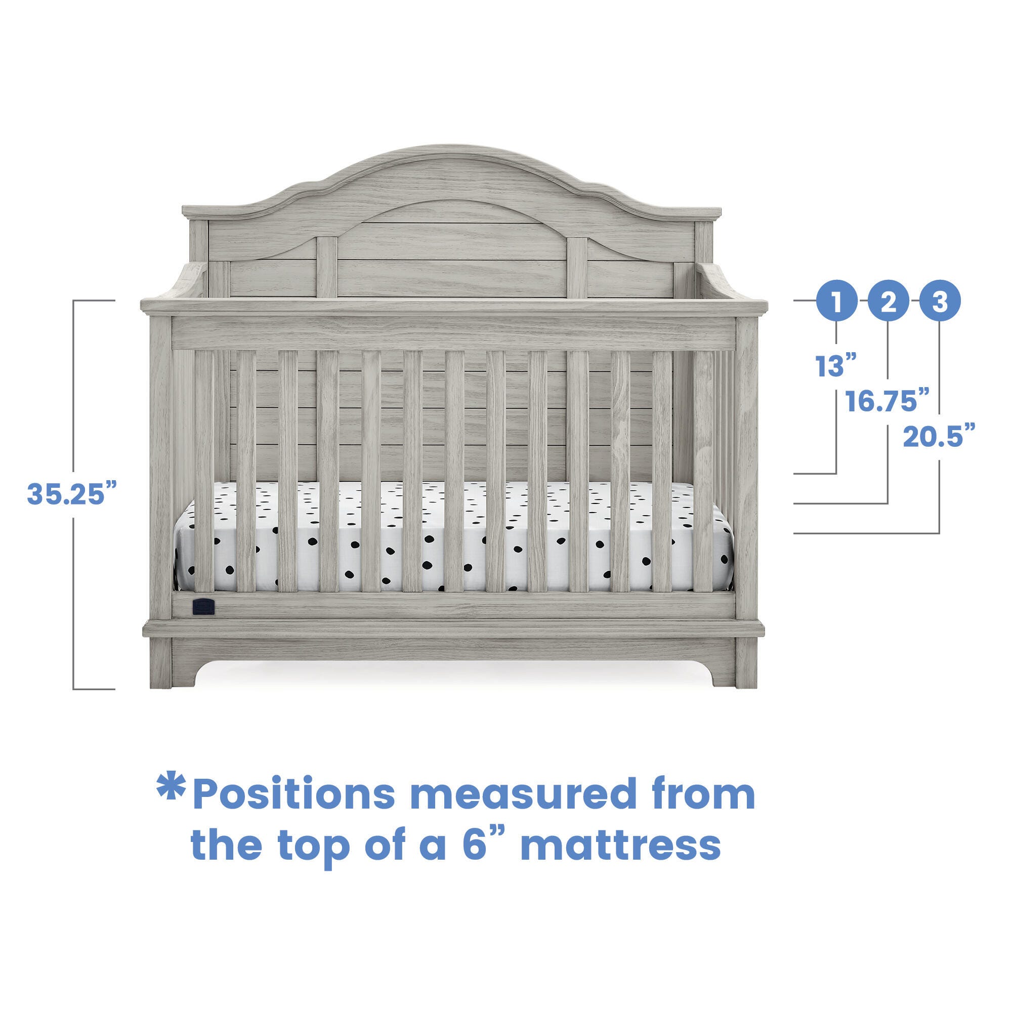 Delta Children Kids Asher 6-in-1 Convertible Crib With Toddler Rail, Rustic Mist, Rustic Mist, large