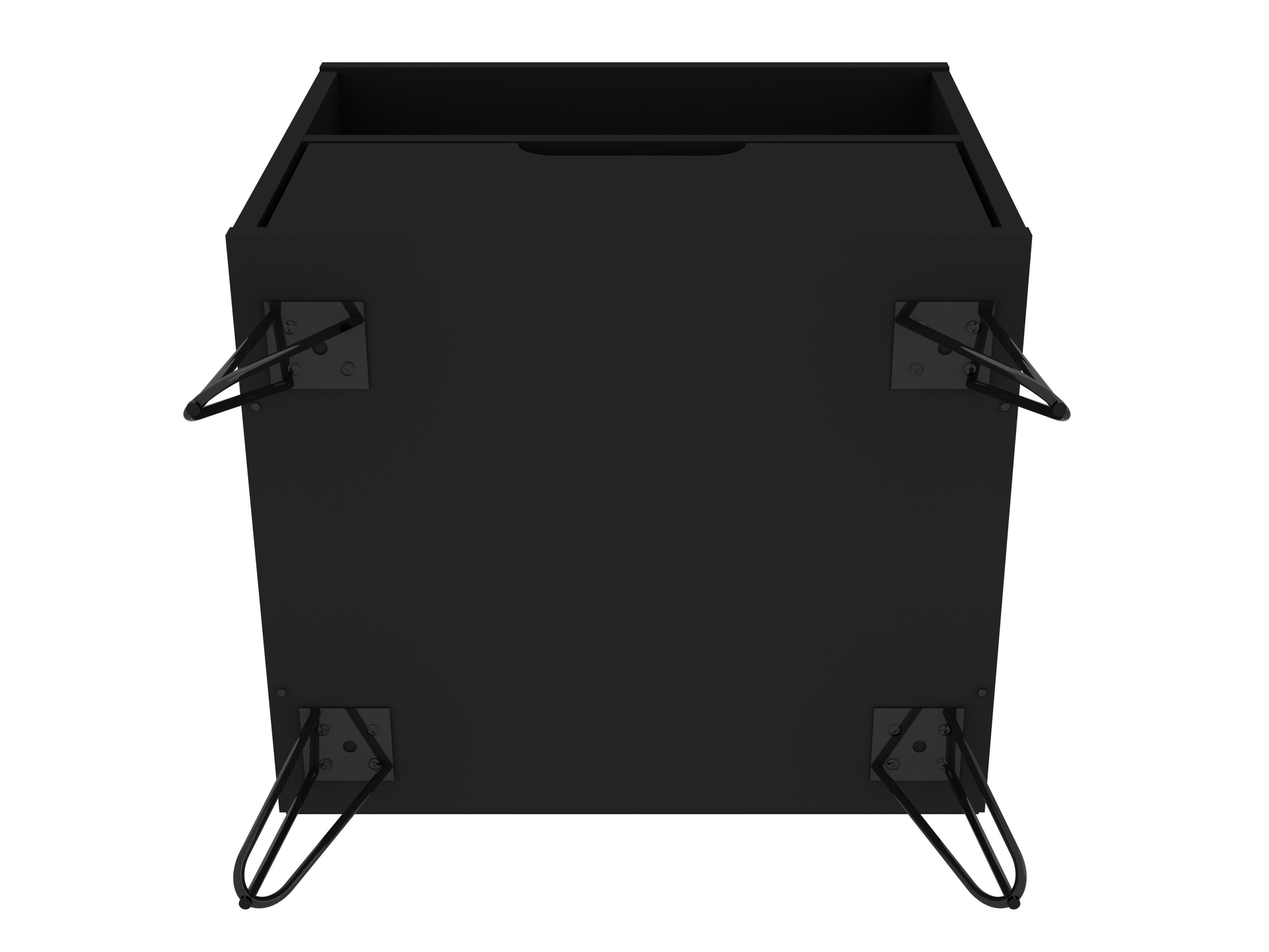 Modern One Drawer Nightstand, Black, large