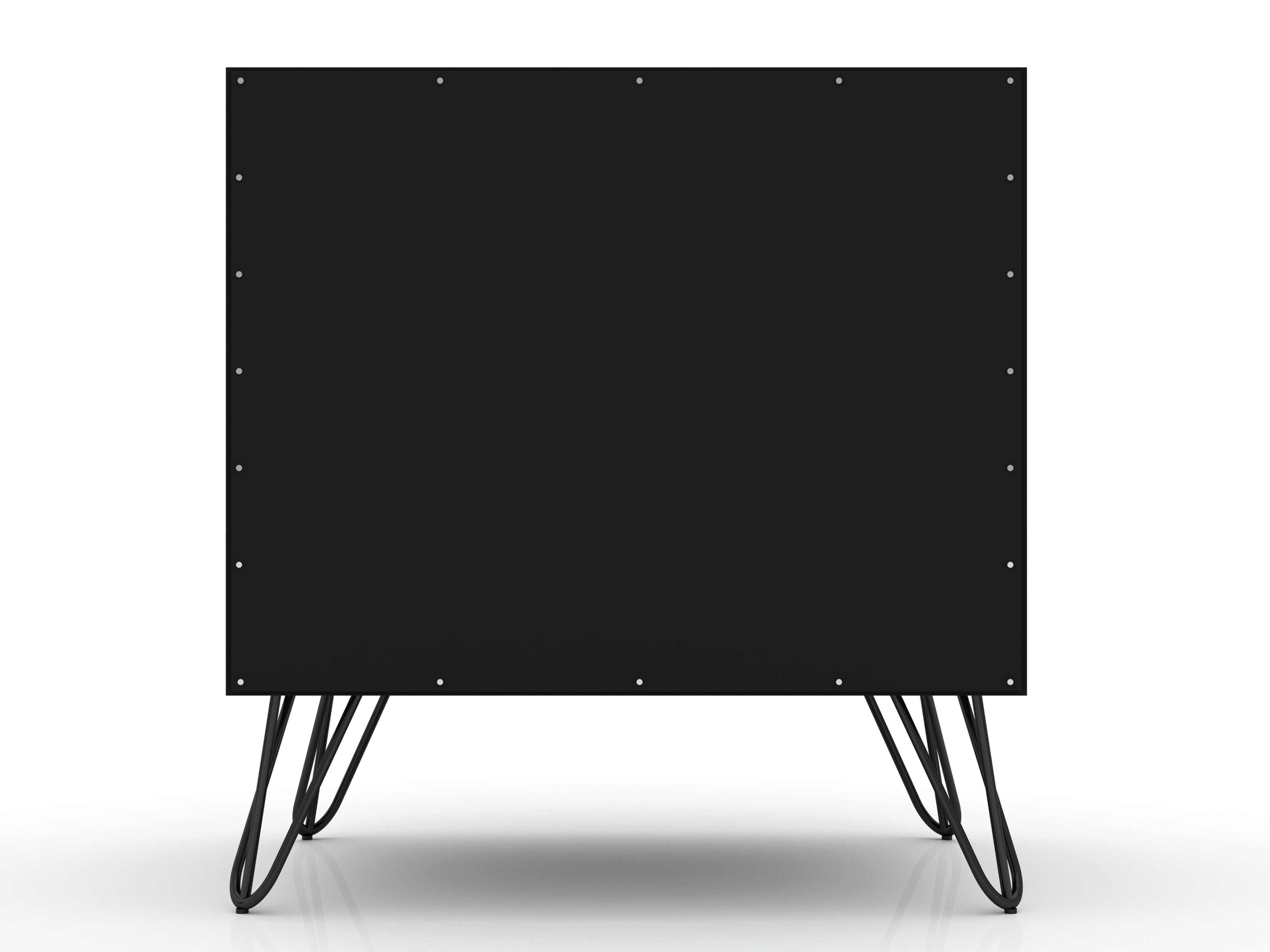 Modern One Drawer Nightstand, Black, large