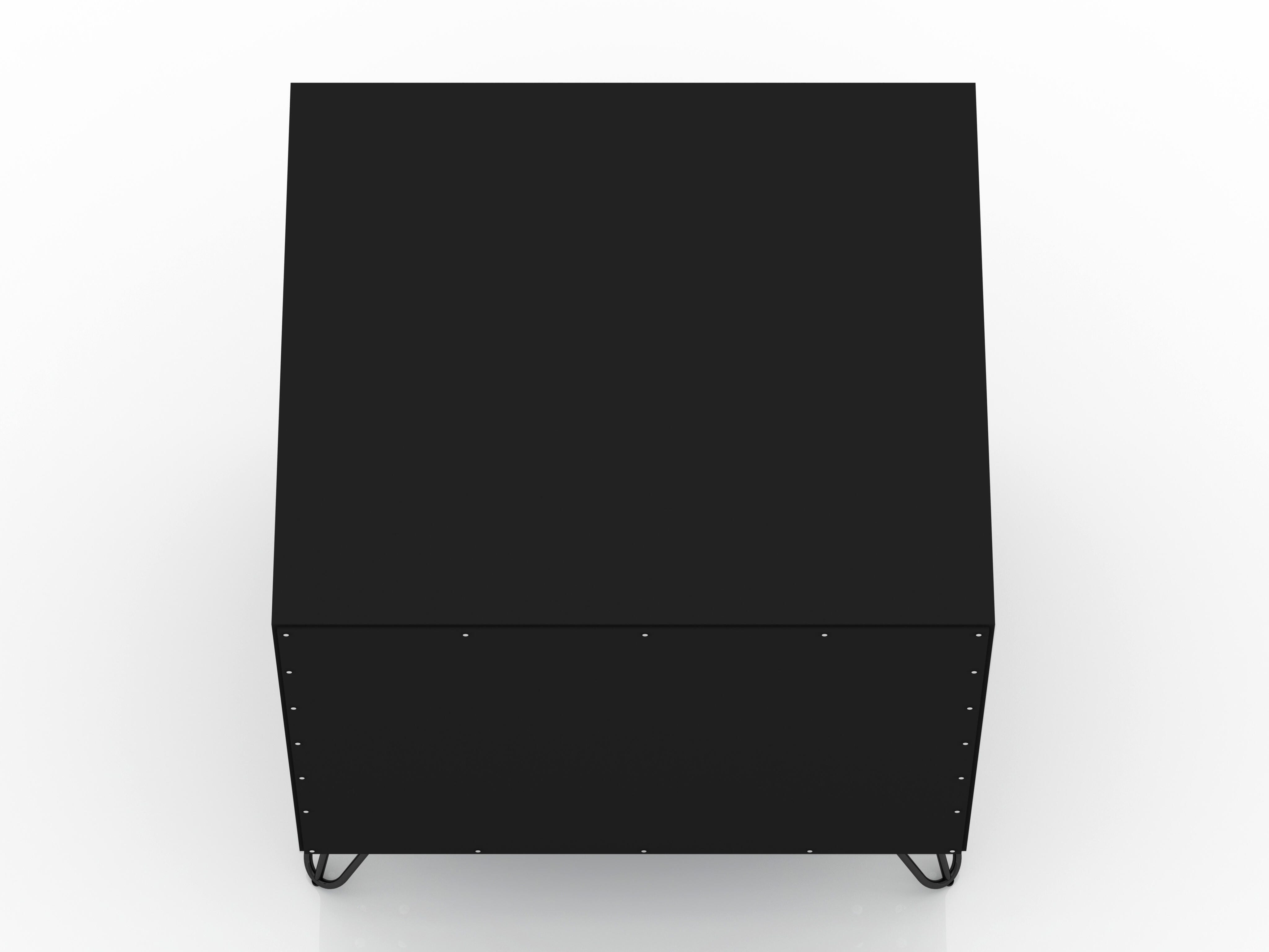 Modern One Drawer Nightstand, Black, large
