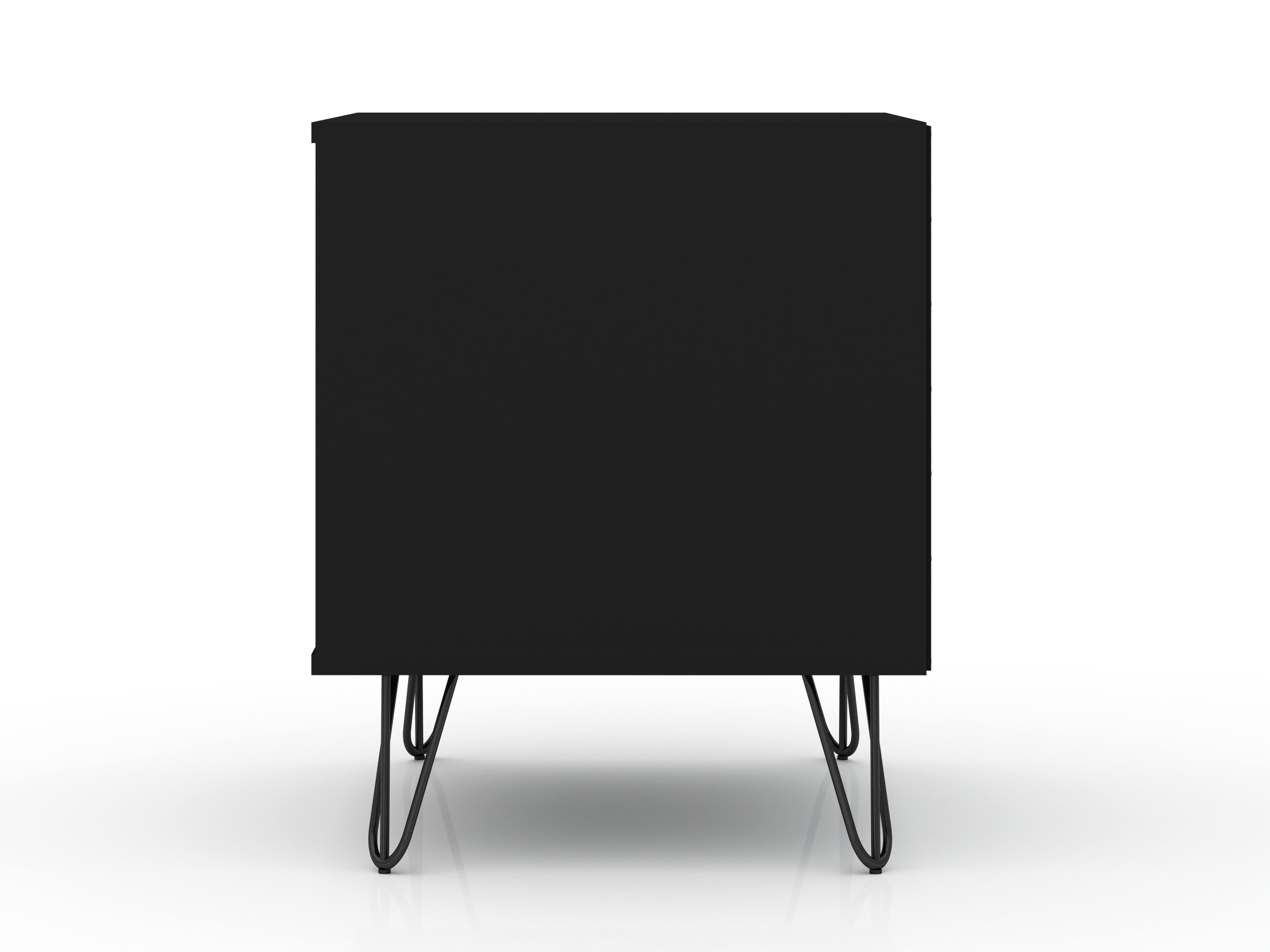 Modern One Drawer Nightstand, Black, large