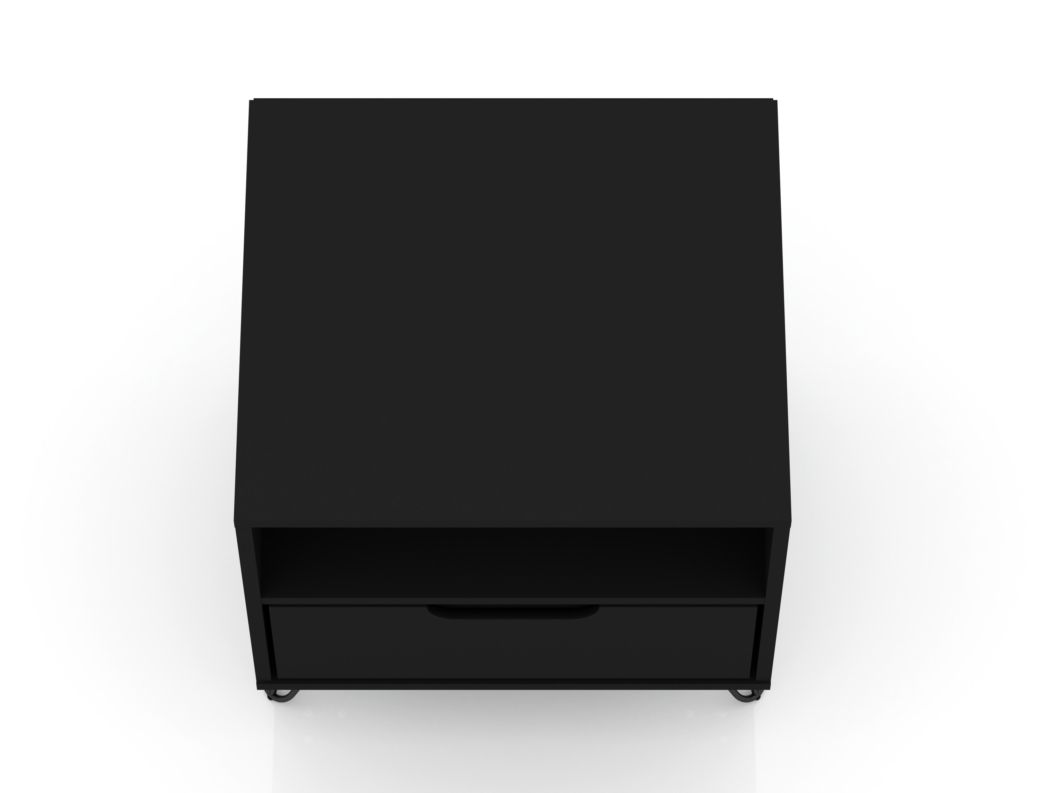Modern One Drawer Nightstand, Black, large