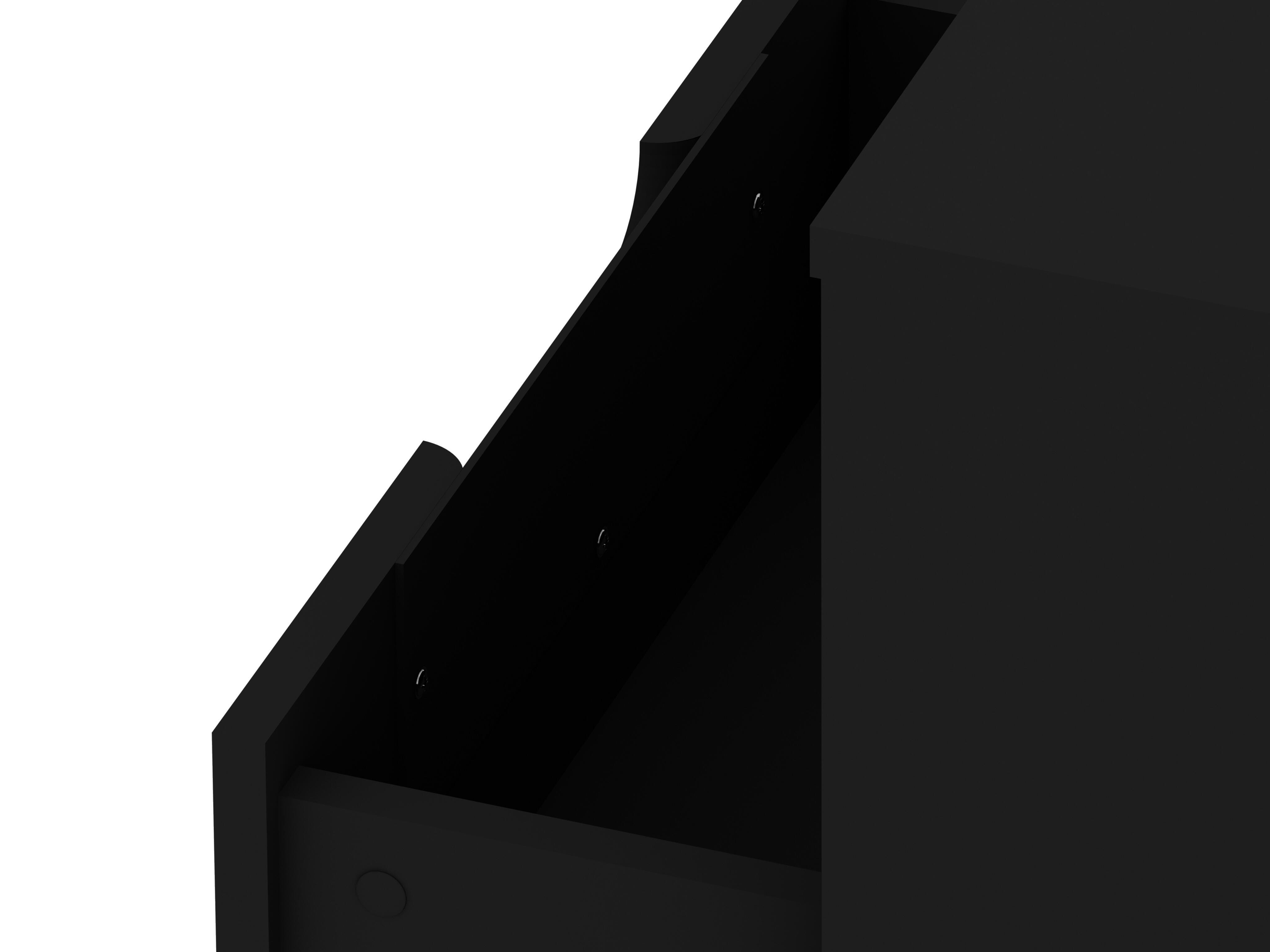 Modern One Drawer Nightstand, Black, large
