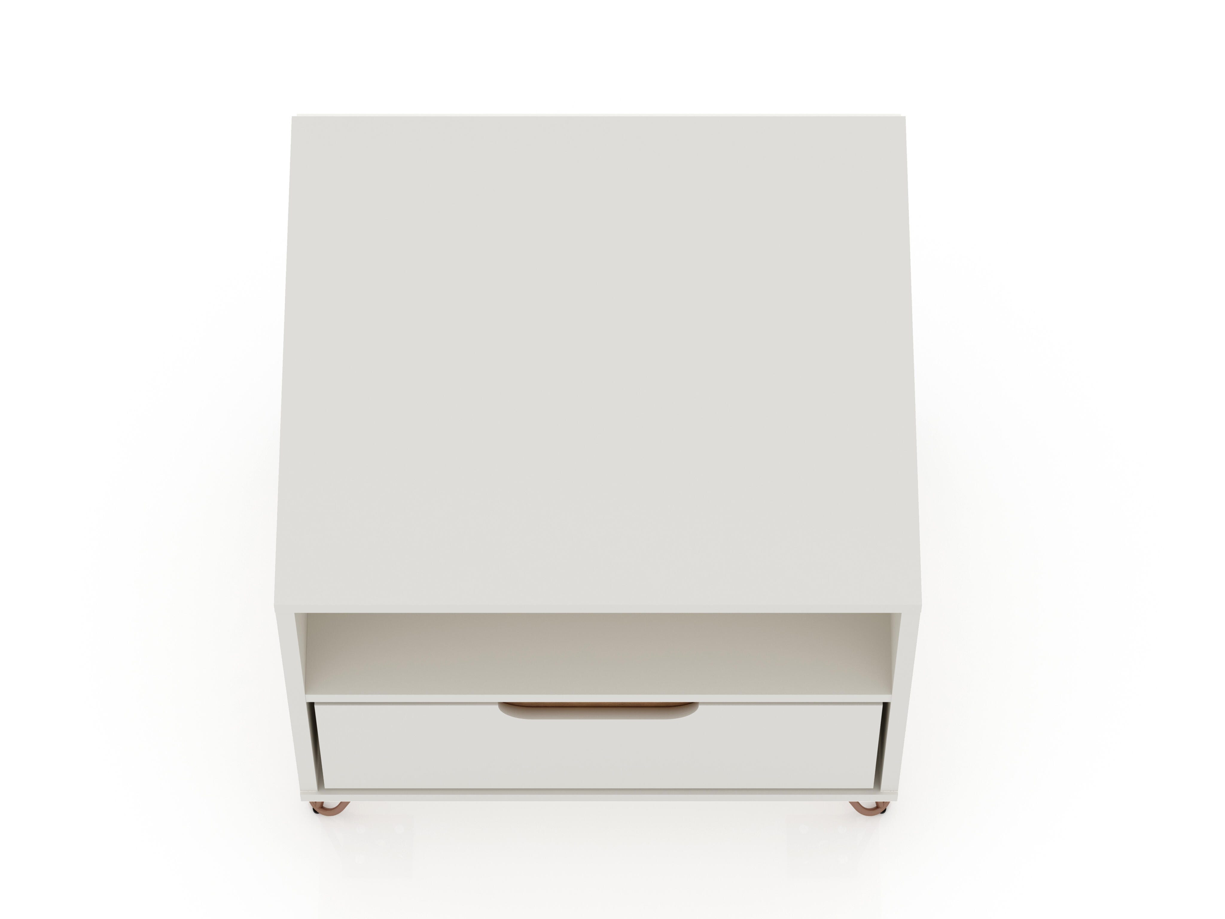 Modern One Drawer Nightstand, White, large