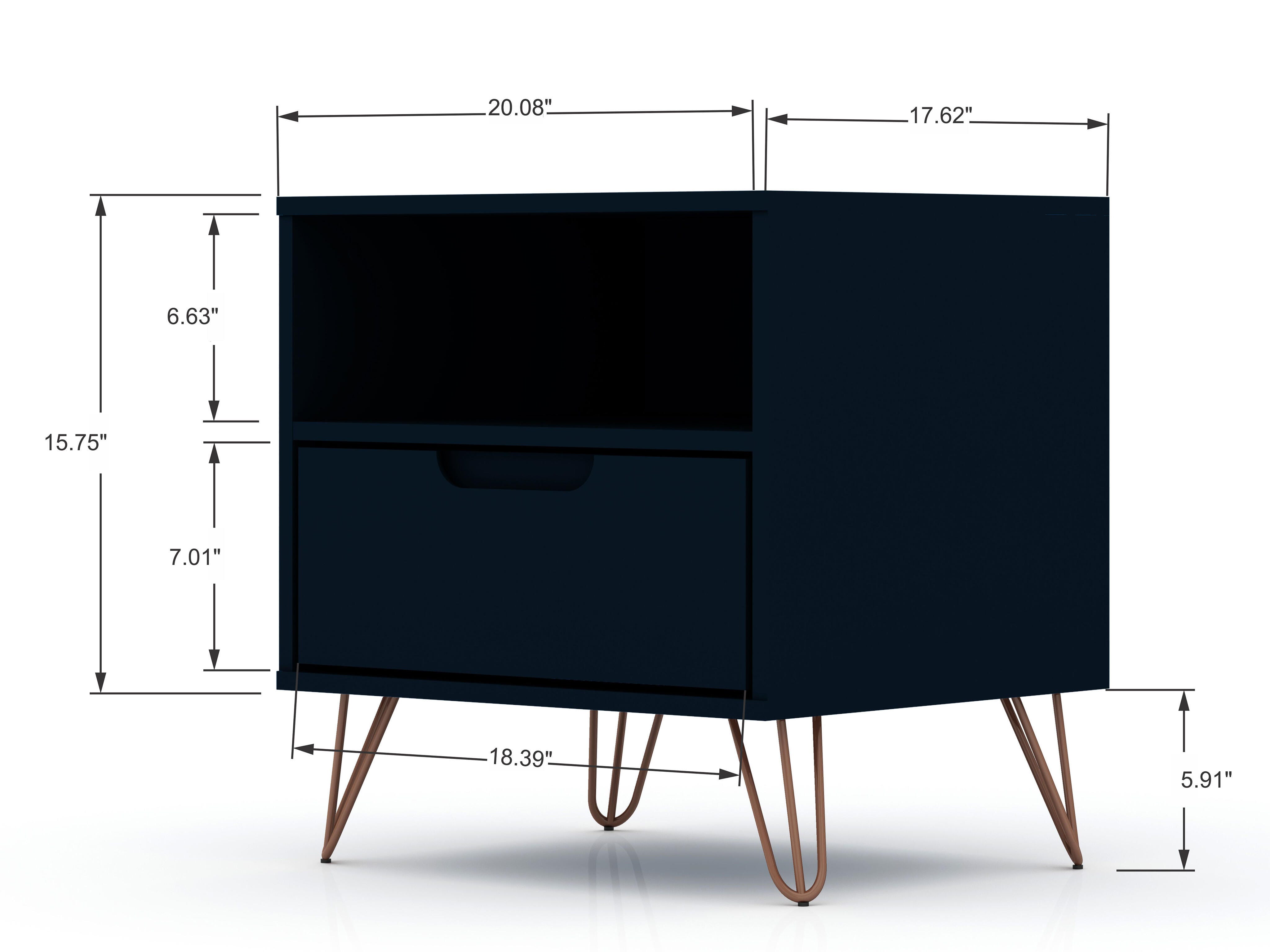 Modern One Drawer Nightstand, Blue, large
