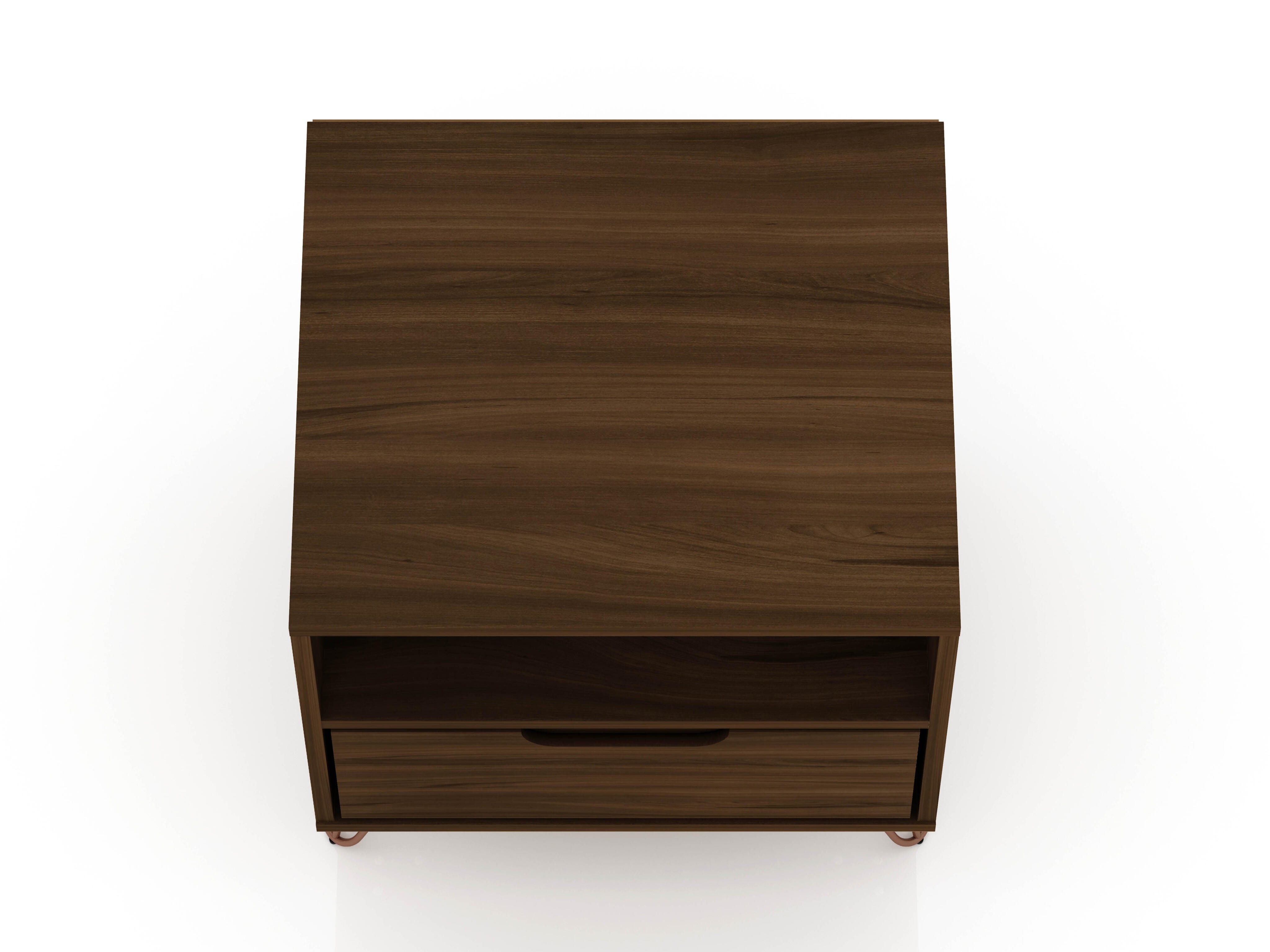 Modern One Drawer Nightstand, Brown, large
