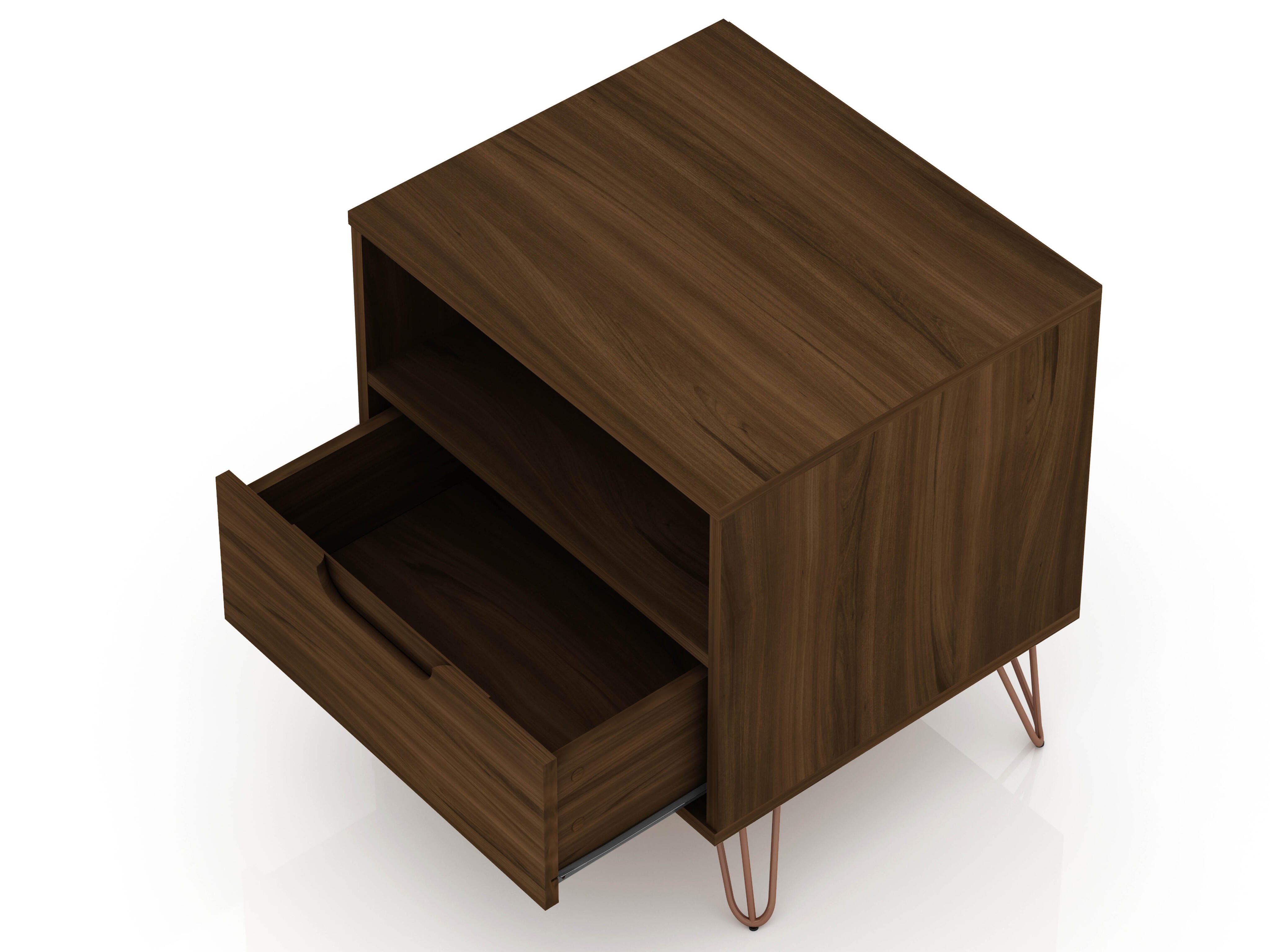 Modern One Drawer Nightstand, Brown, large