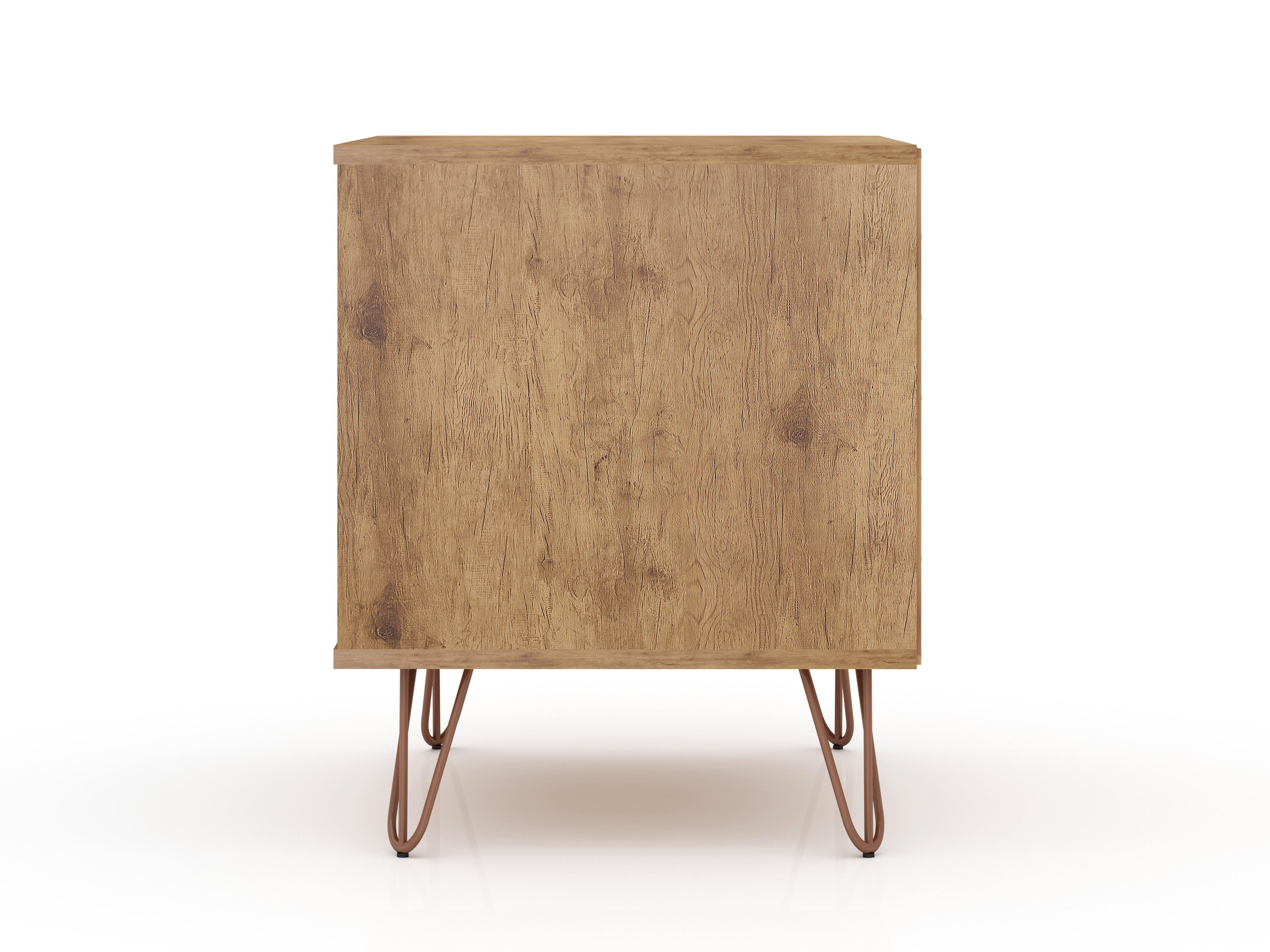 Modern One Drawer Nightstand, Natural/Rose Pink, large