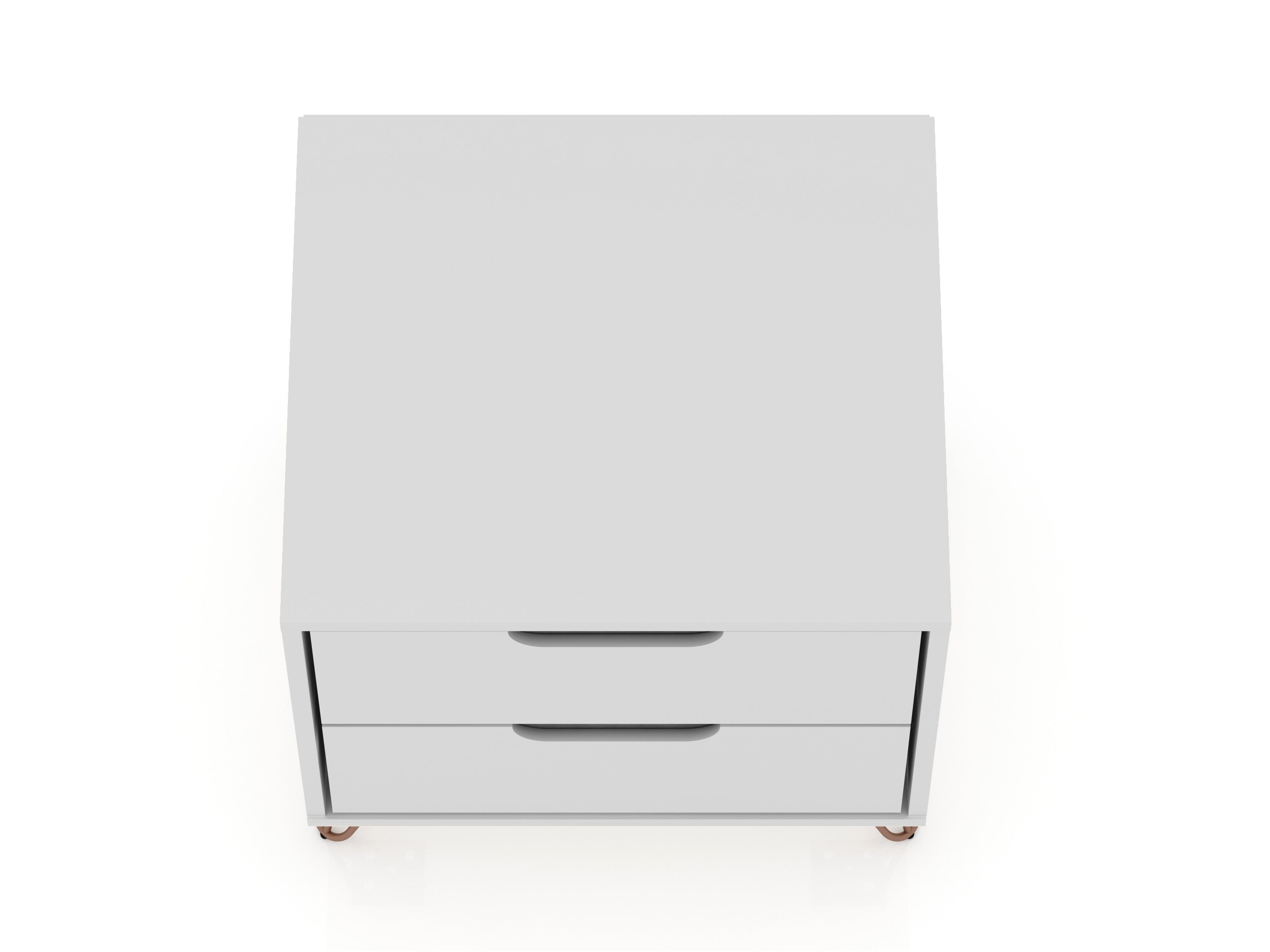 Modern Two Drawer Nightstand, White, large