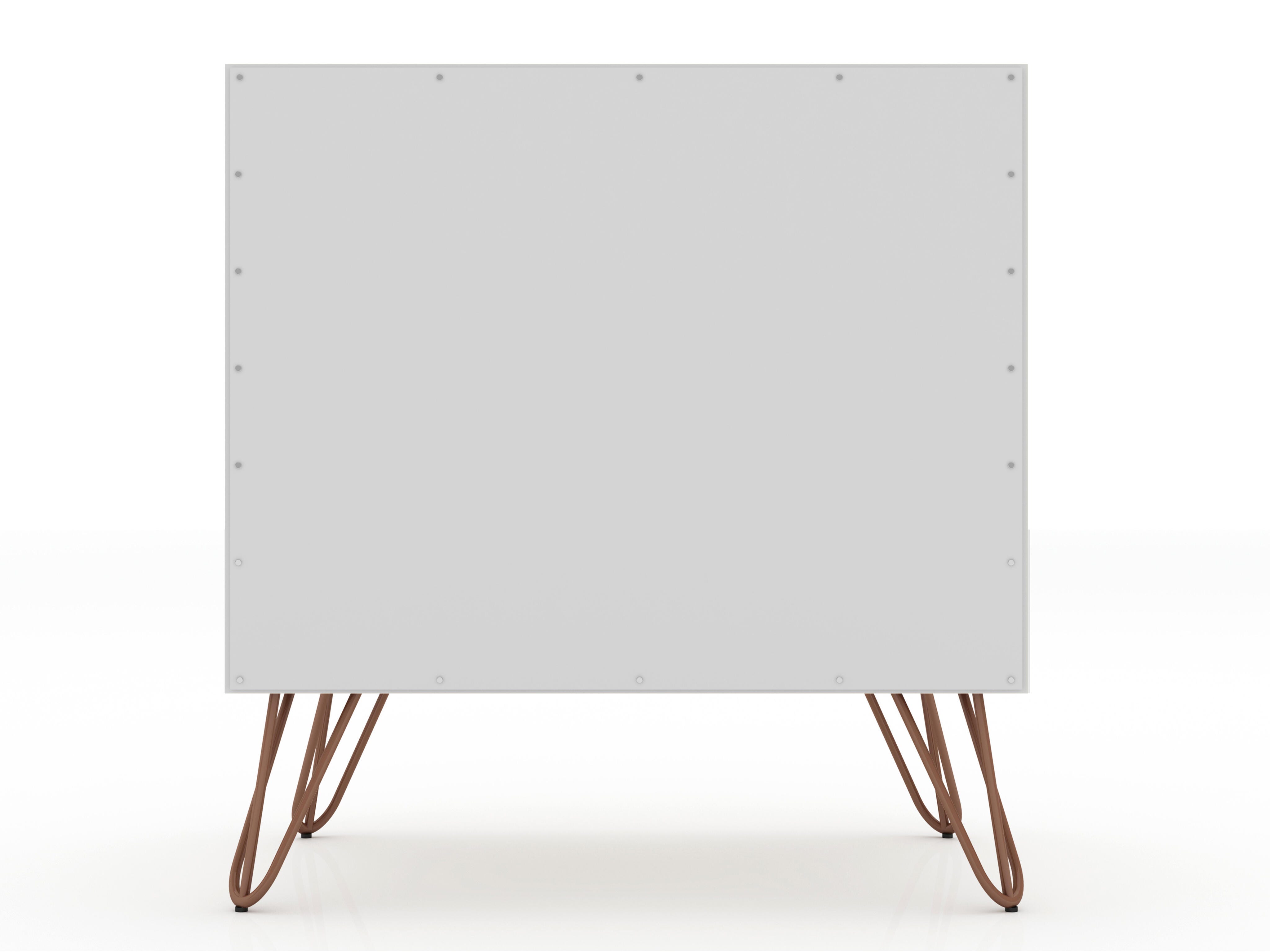 Modern Two Drawer Nightstand, White, large