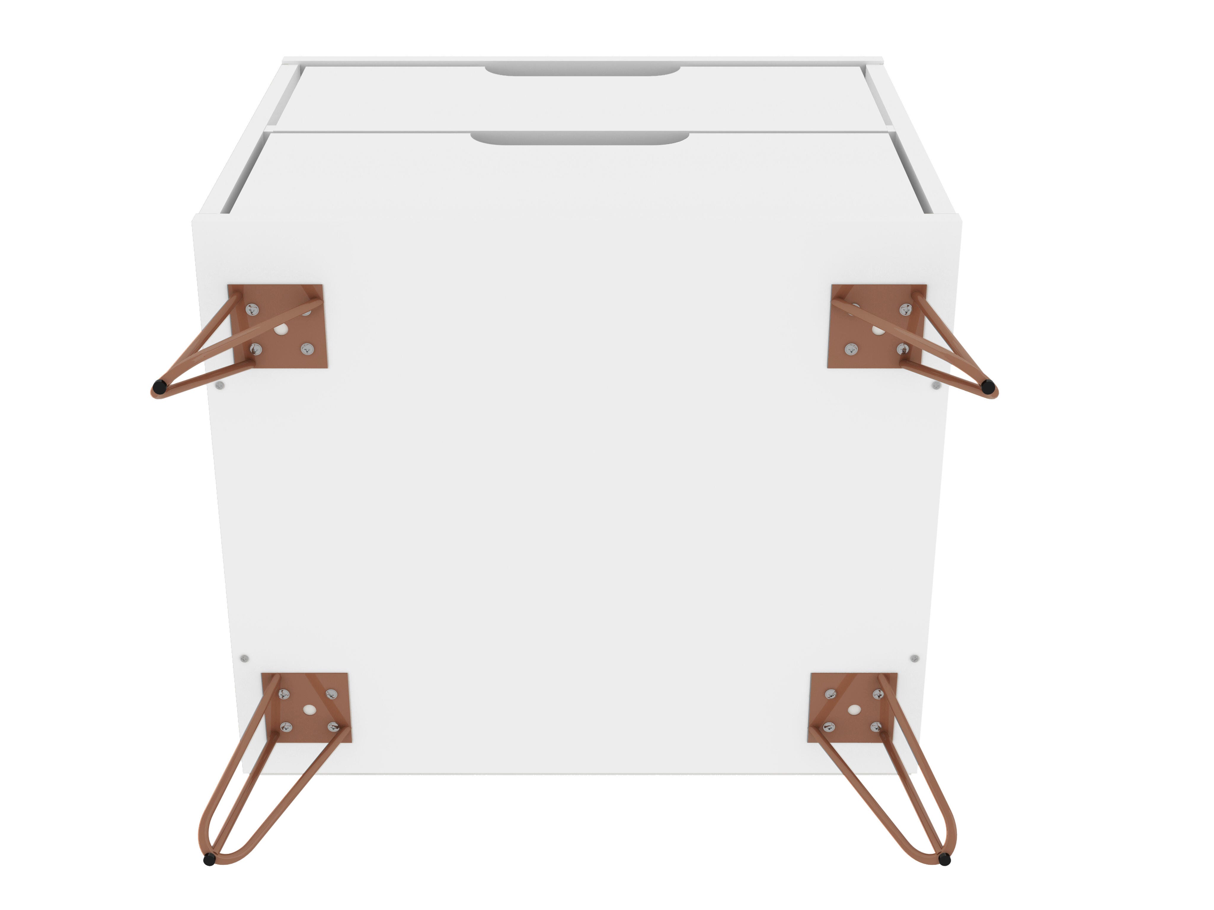 Modern Two Drawer Nightstand, White, large