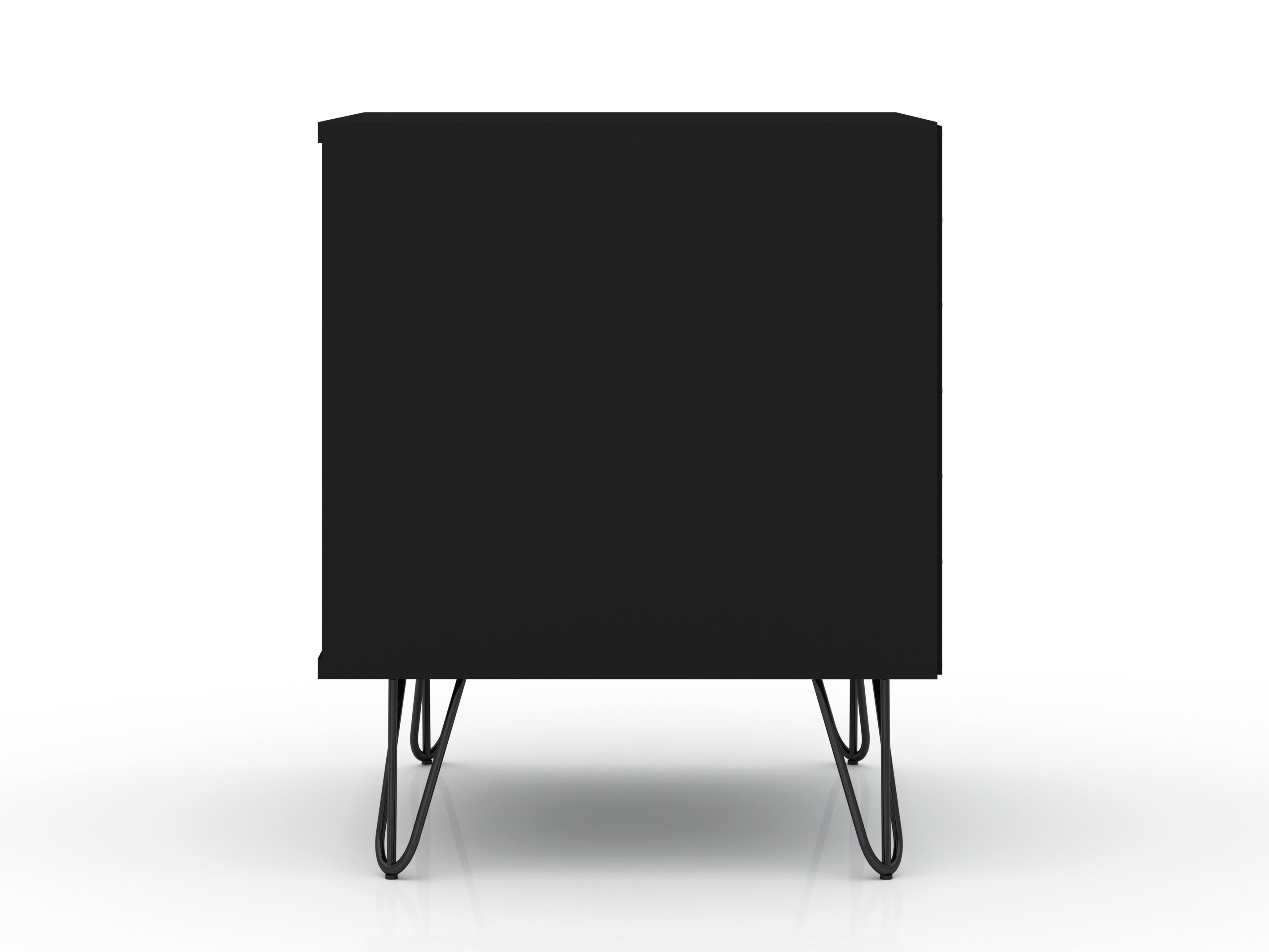 Modern Two Drawer Nightstand, Black, large