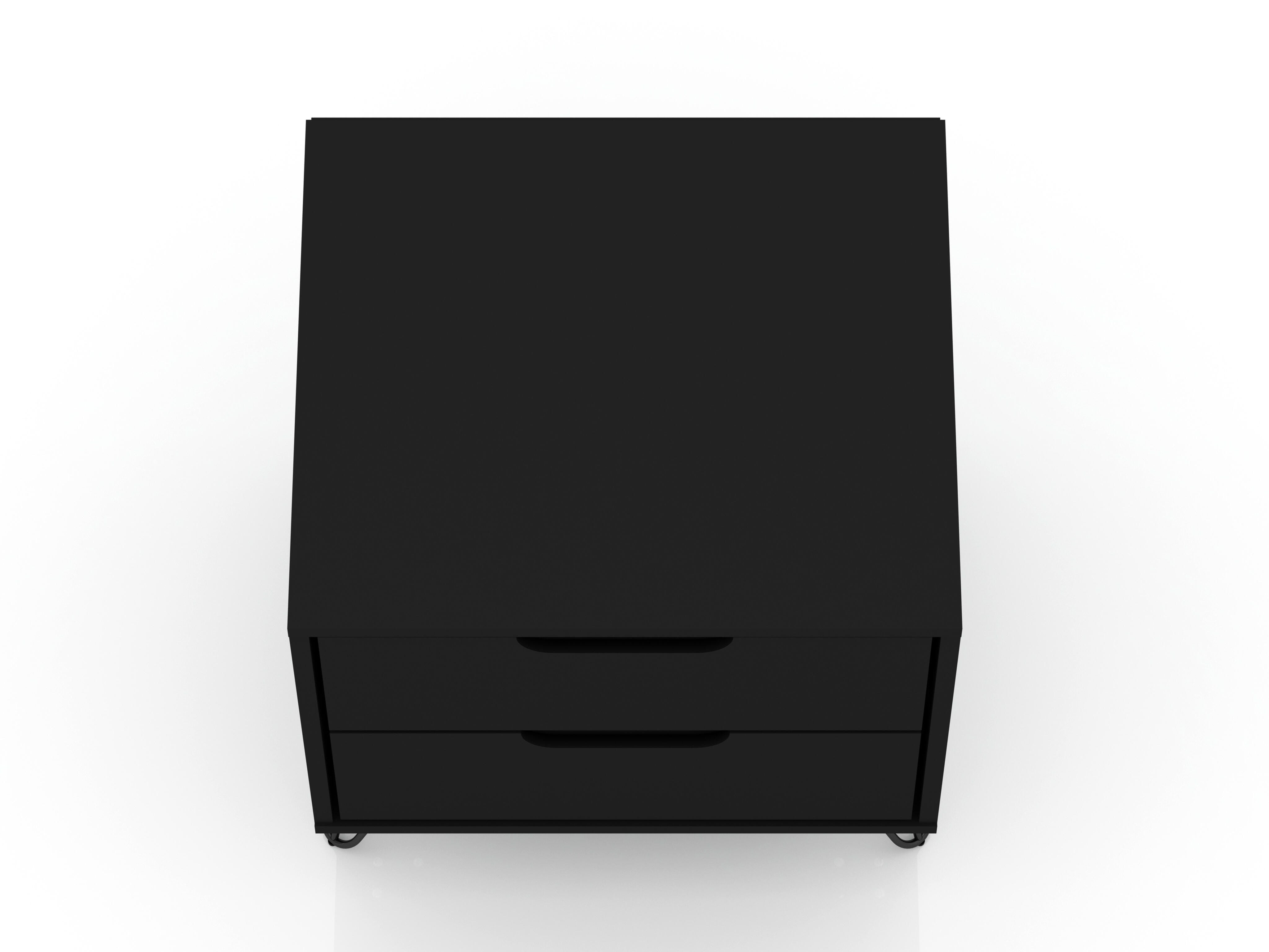 Modern Two Drawer Nightstand, Black, large