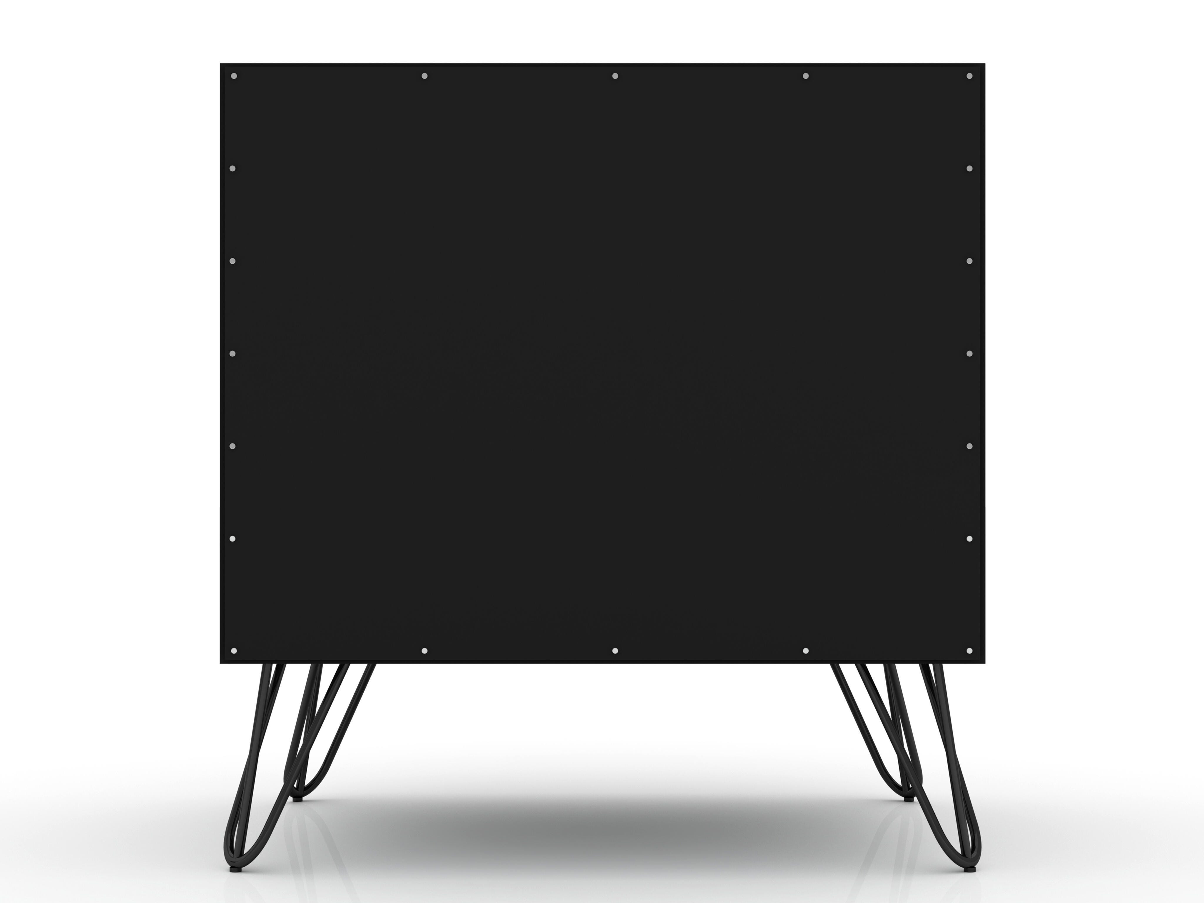 Modern Two Drawer Nightstand, Black, large
