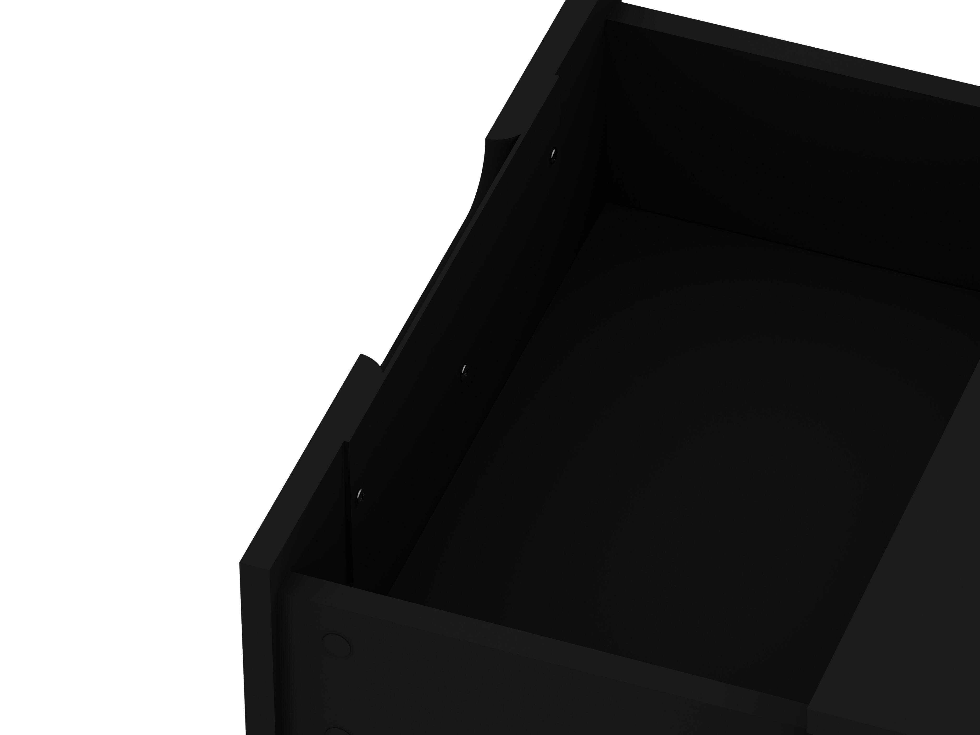 Modern Two Drawer Nightstand, Black, large