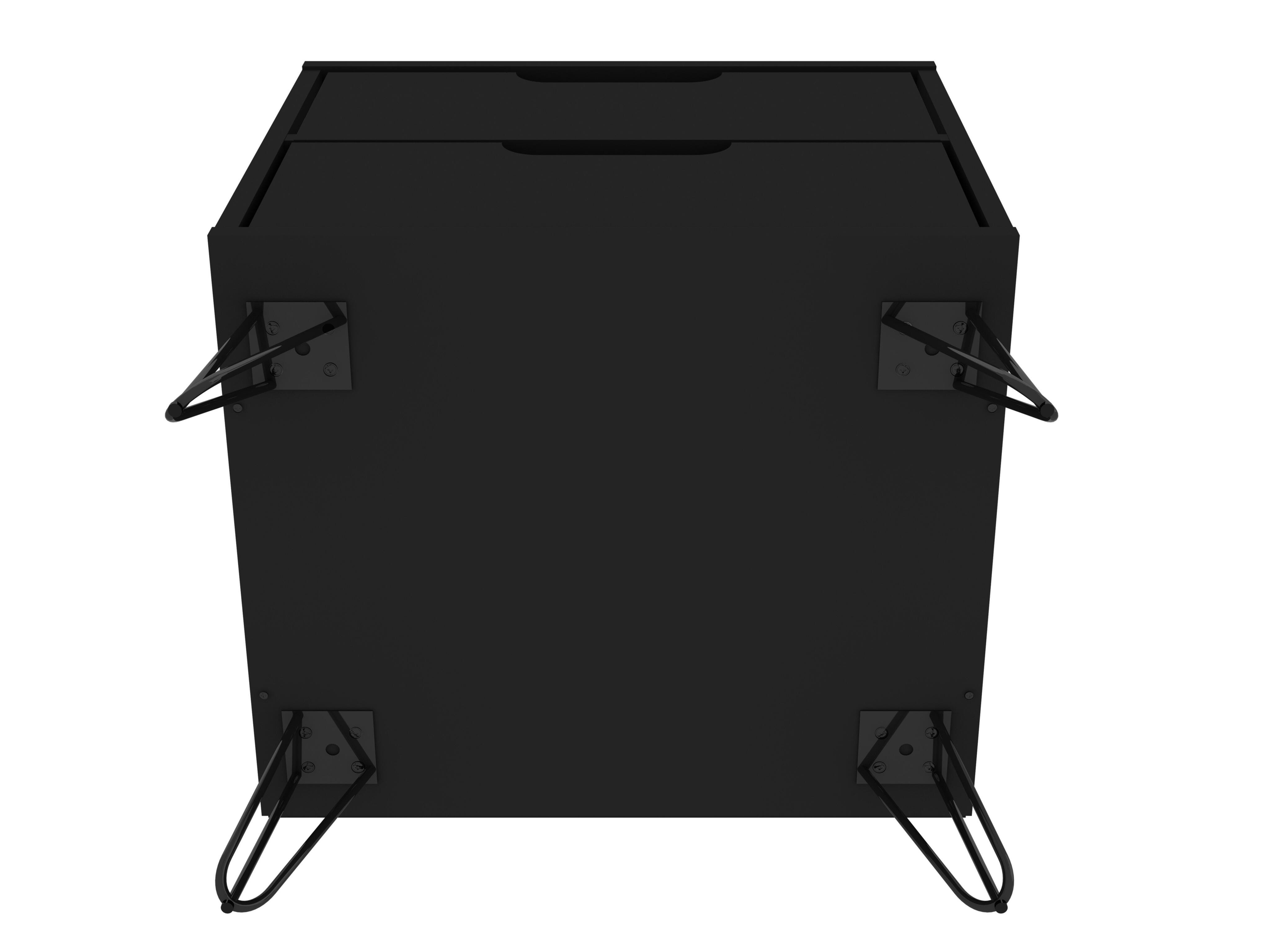 Modern Two Drawer Nightstand, Black, large