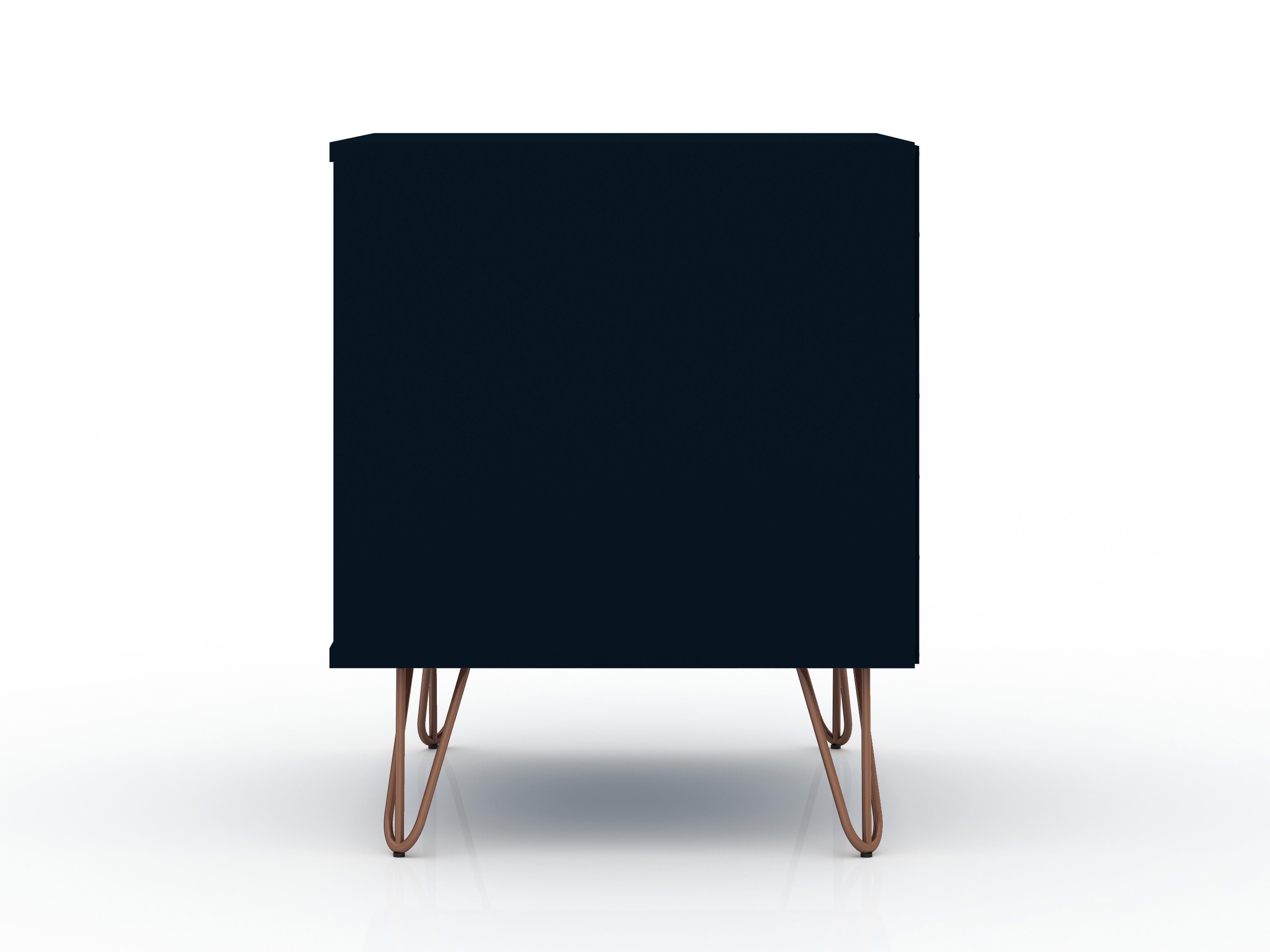 Modern Two Drawer Nightstand, Blue, large