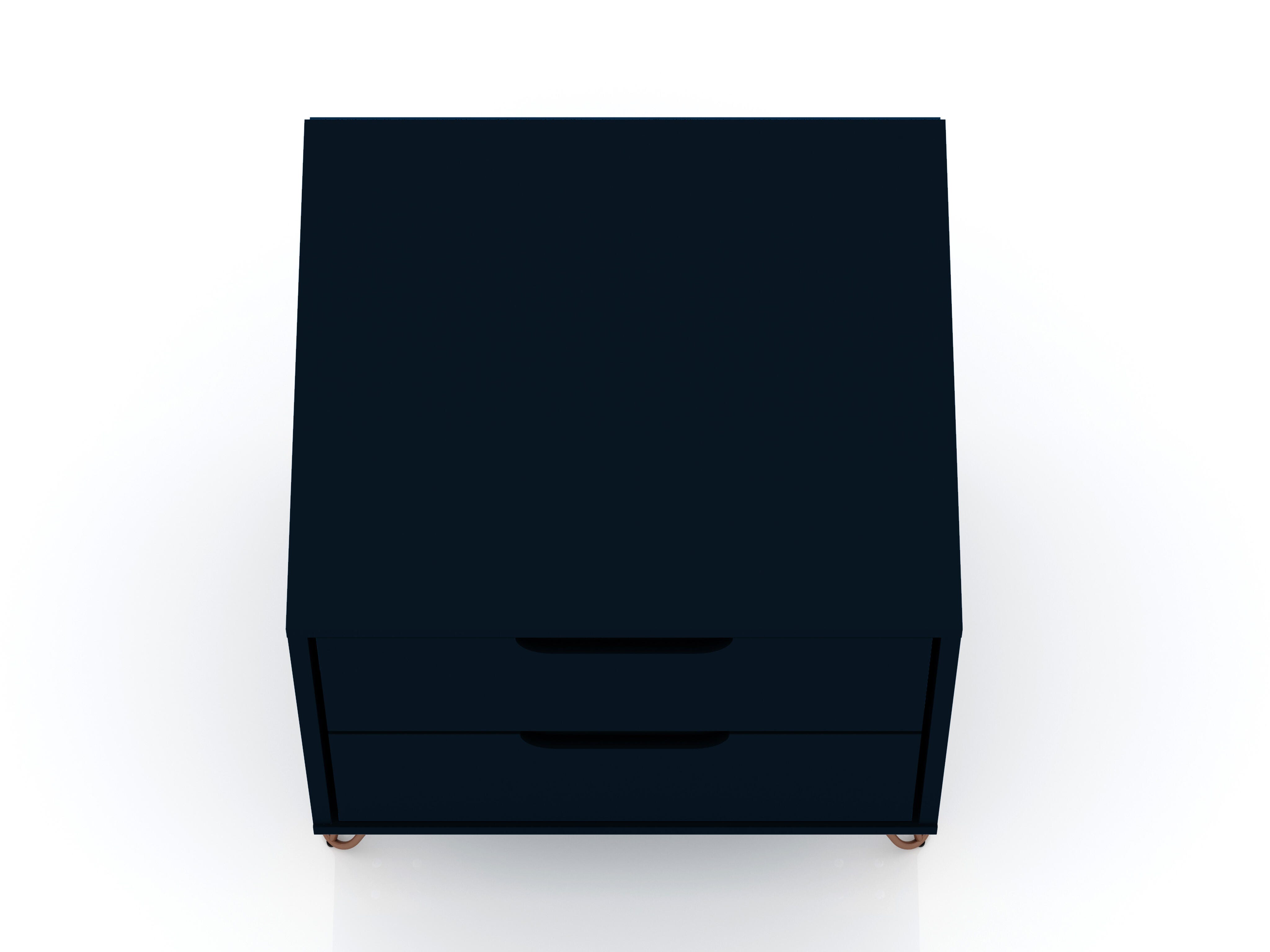 Modern Two Drawer Nightstand, Blue, large