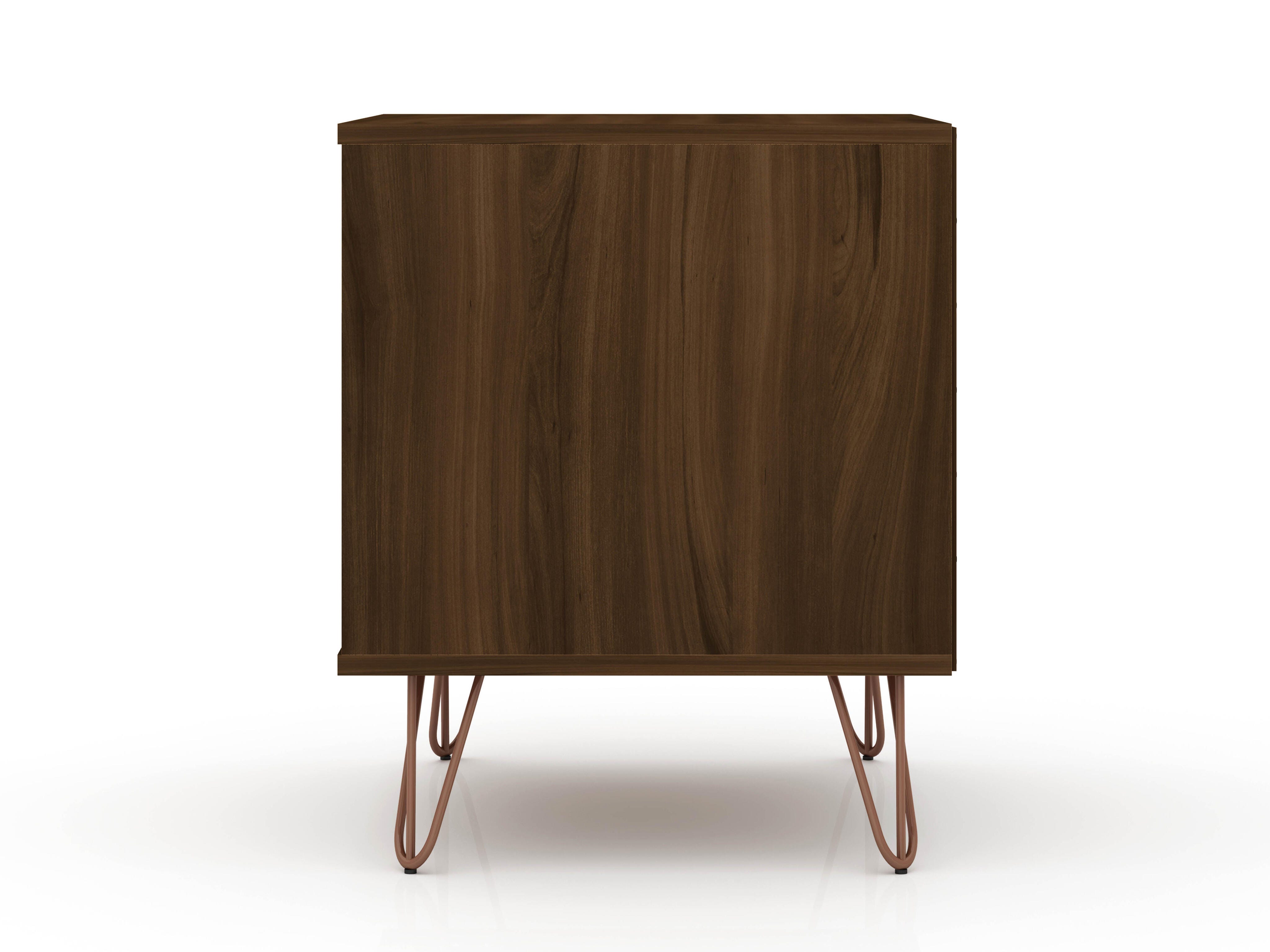 Modern Two Drawer Nightstand, Brown, large