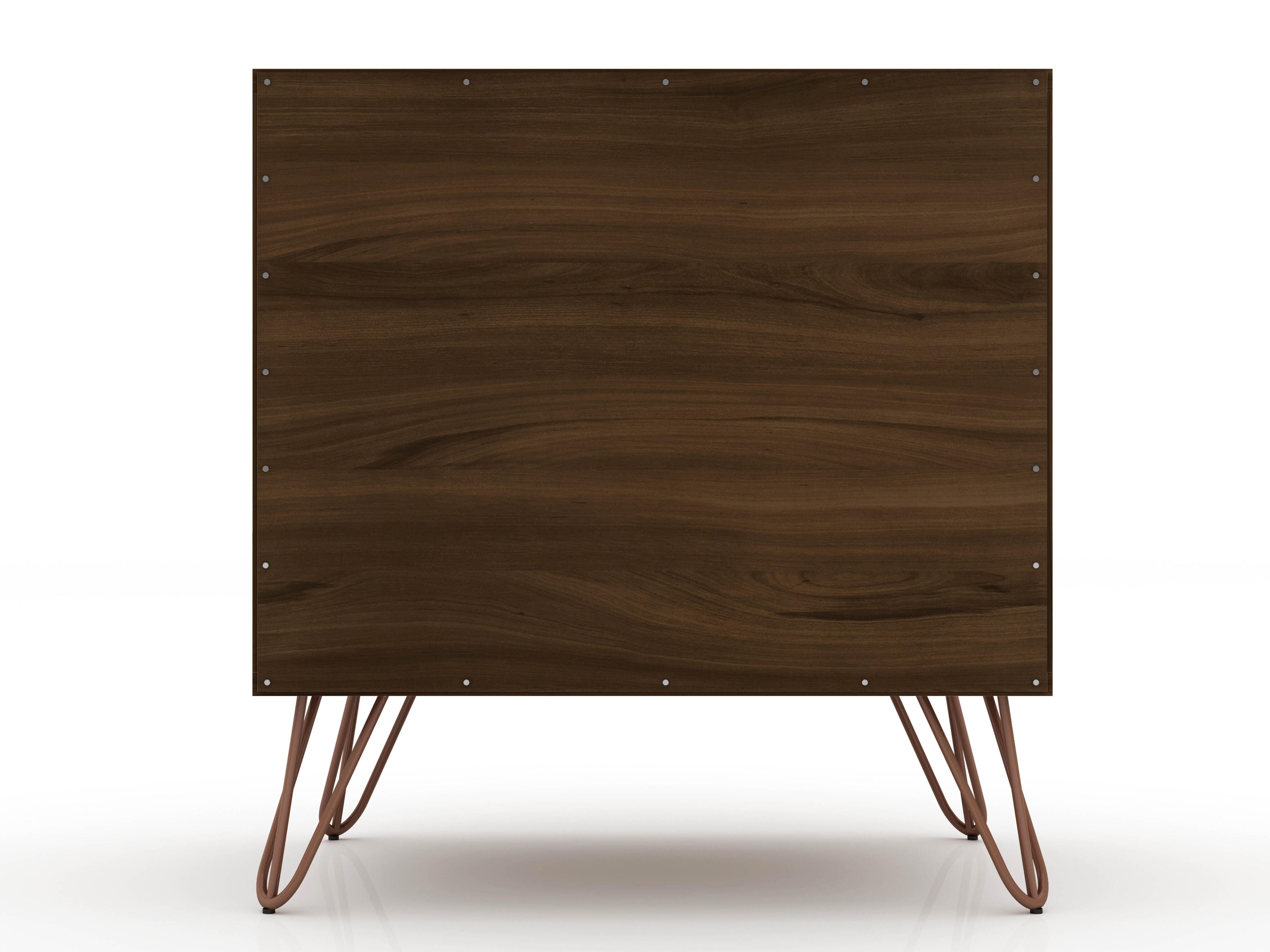Modern Two Drawer Nightstand, Brown, large