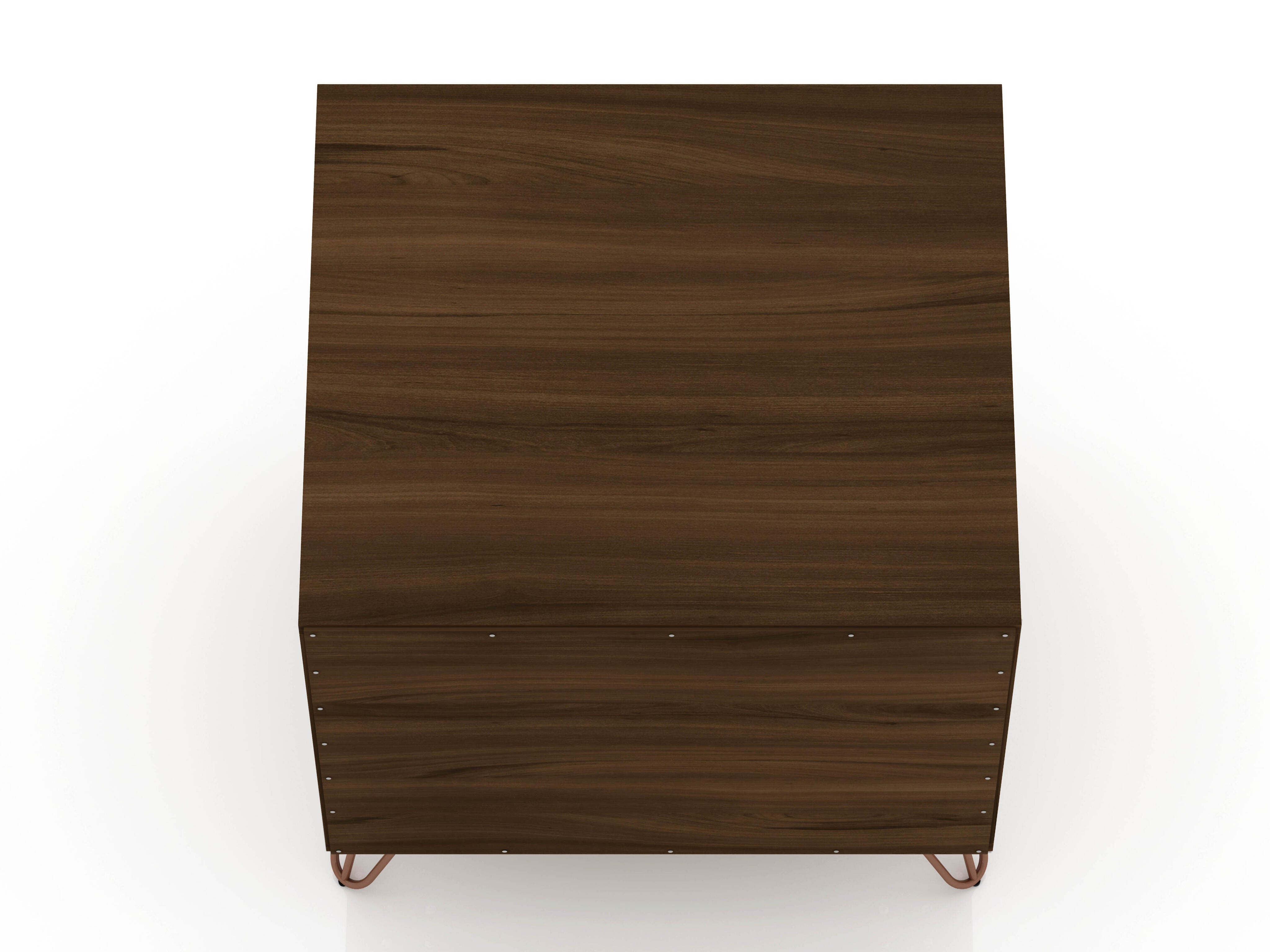Modern Two Drawer Nightstand, Brown, large