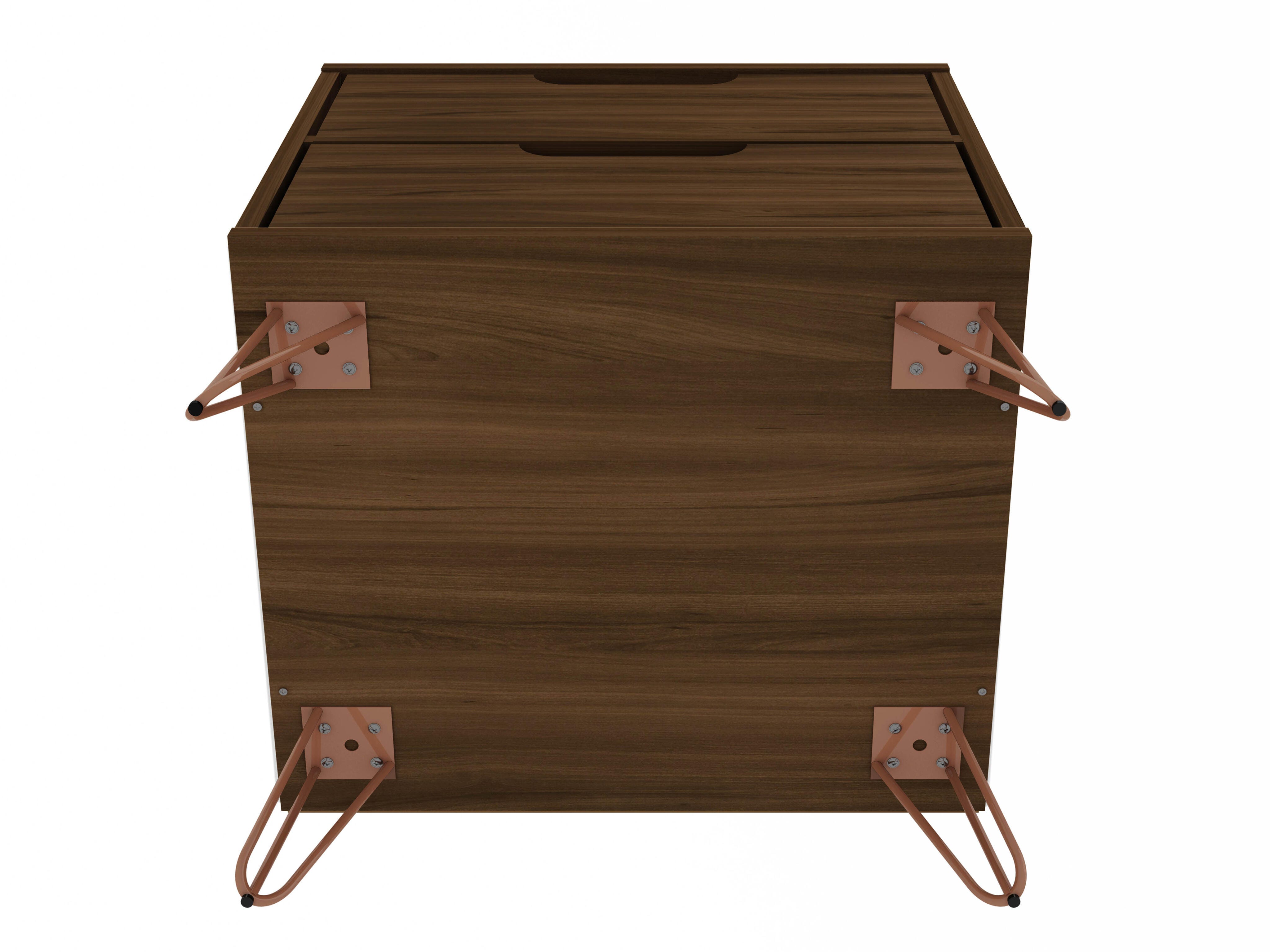 Modern Two Drawer Nightstand, Brown, large
