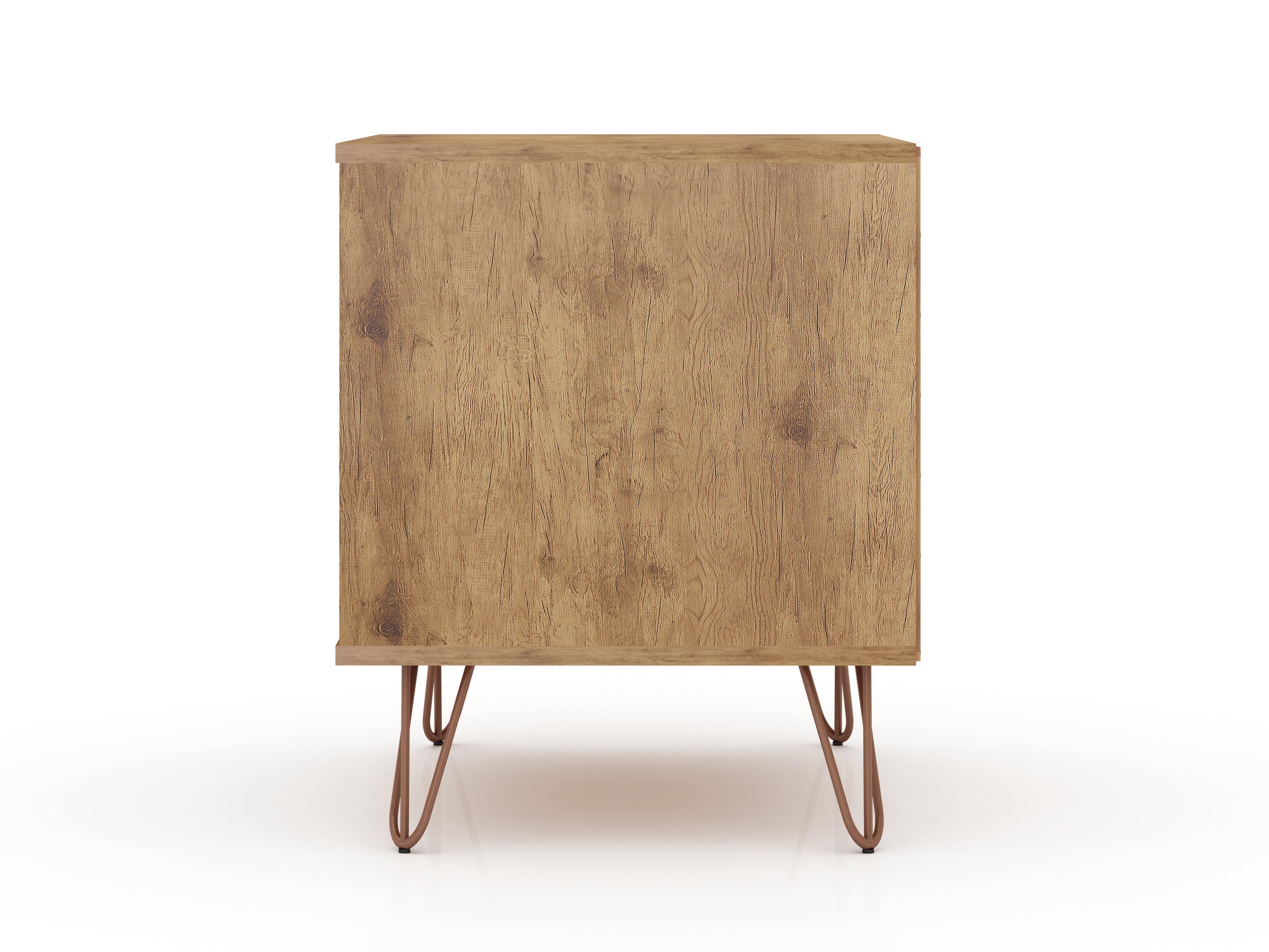 Modern Two Drawer Nightstand, Natural/Gray, large
