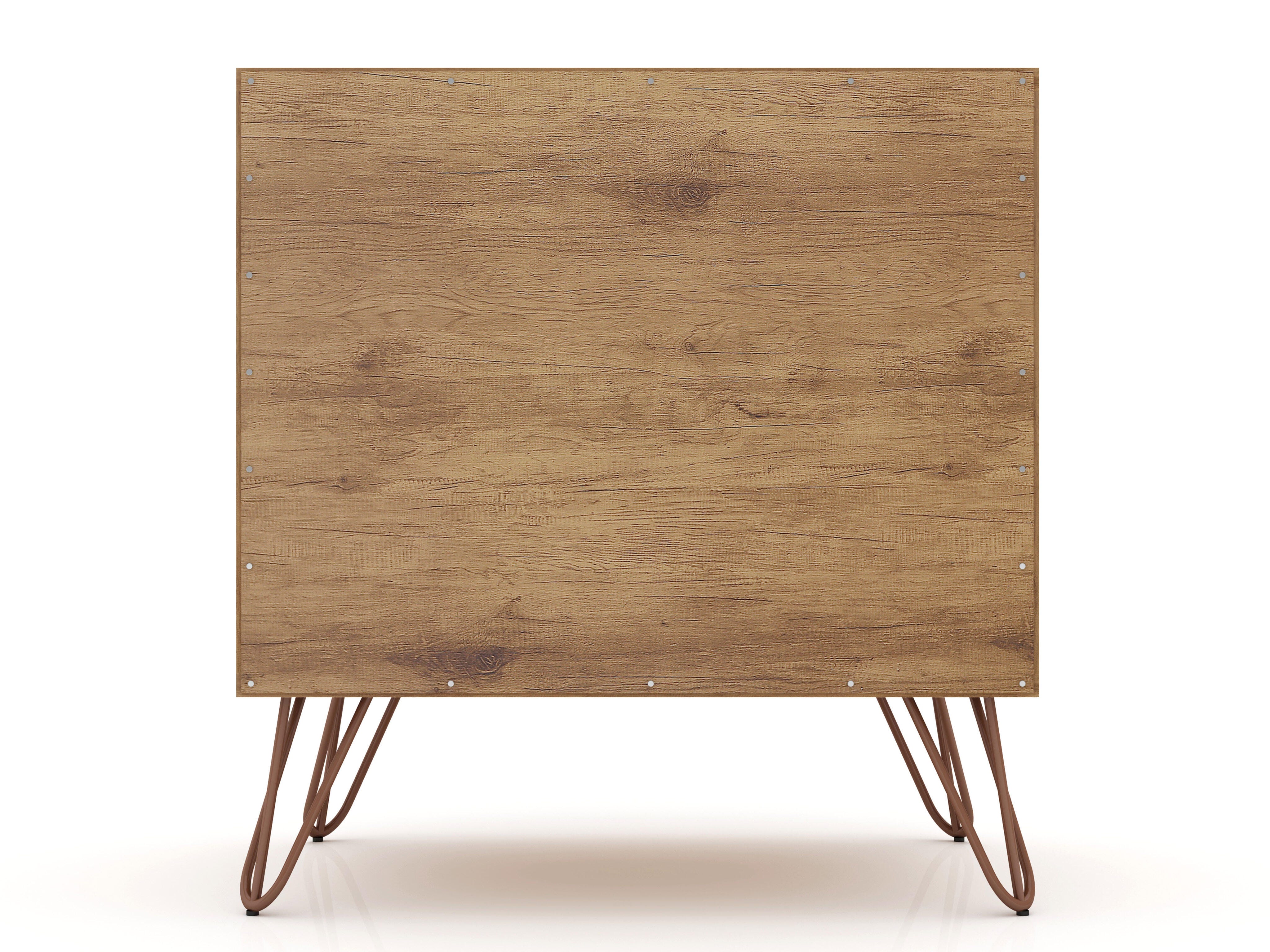 Modern Two Drawer Nightstand, Natural/Gray, large