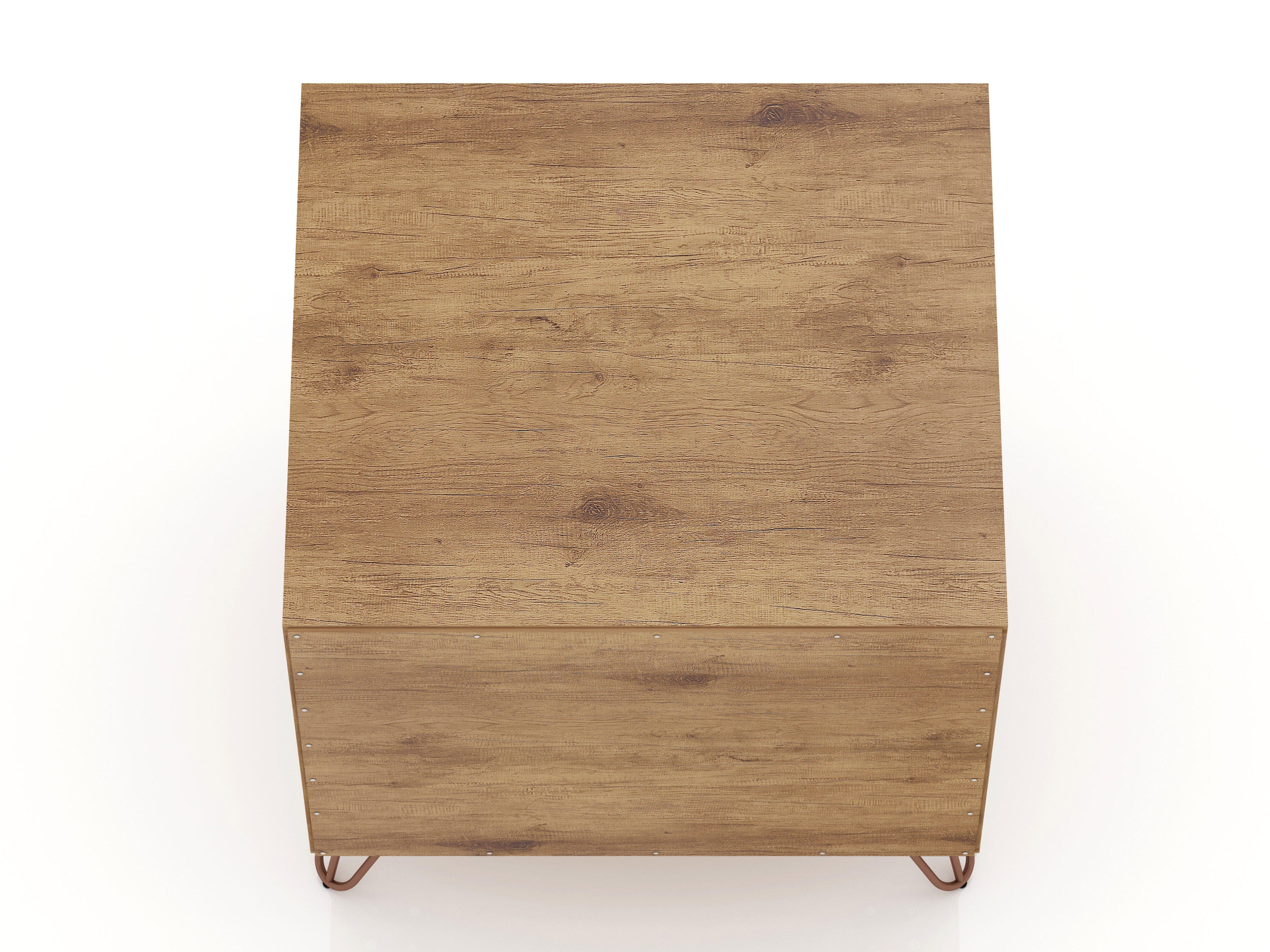 Modern Two Drawer Nightstand, Natural/Gray, large