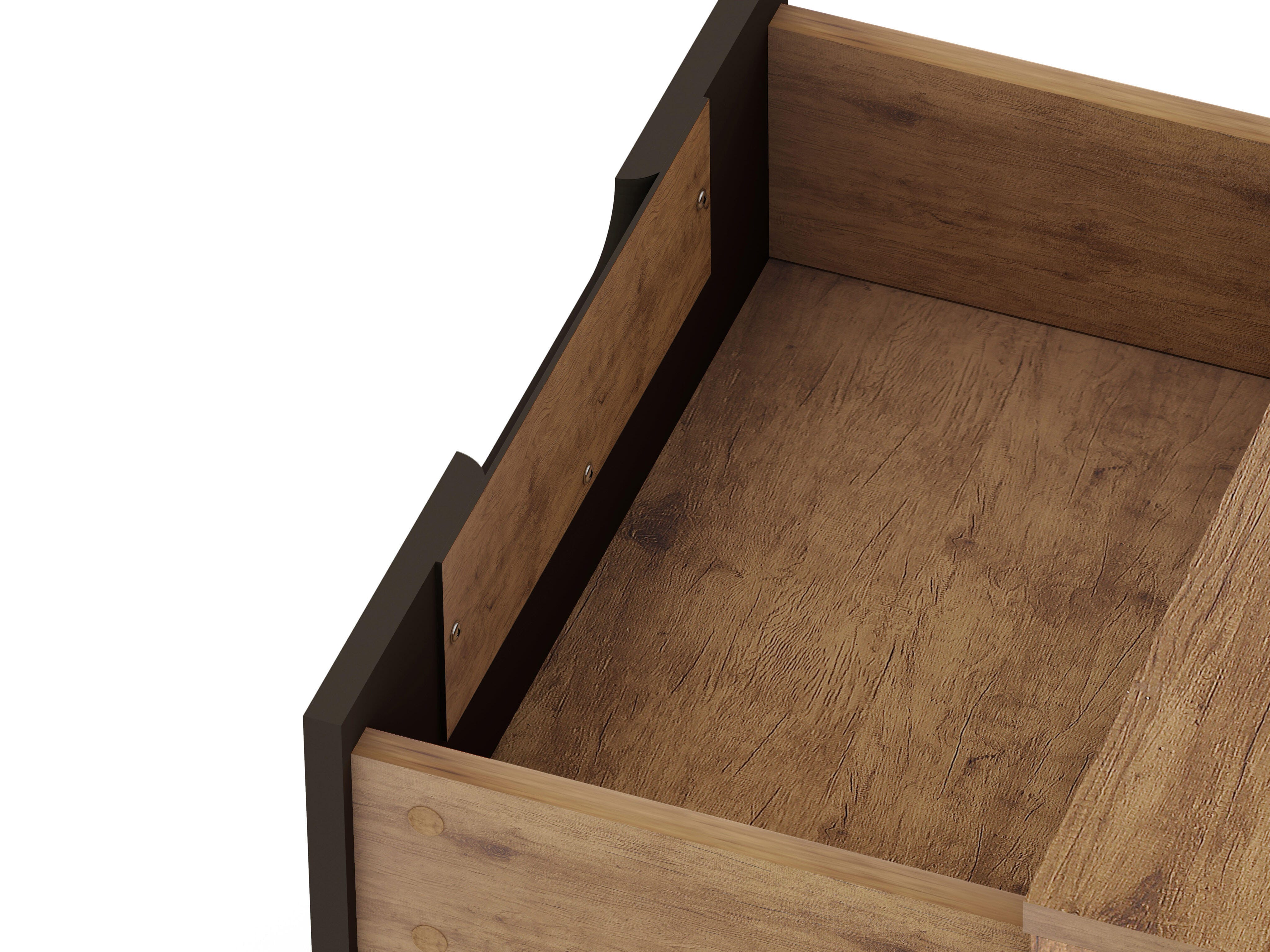 Modern Two Drawer Nightstand, Natural/Gray, large