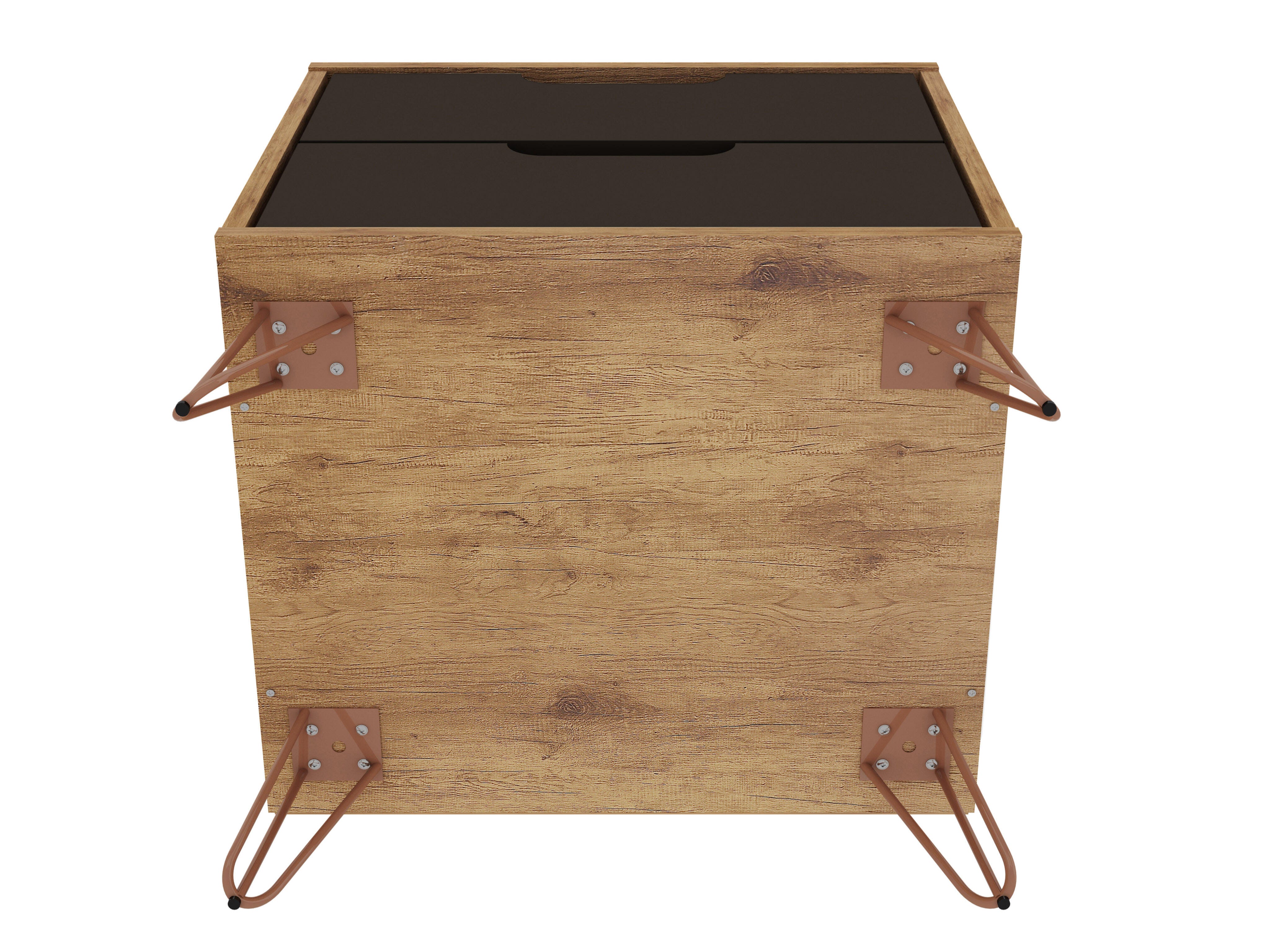 Modern Two Drawer Nightstand, Natural/Gray, large
