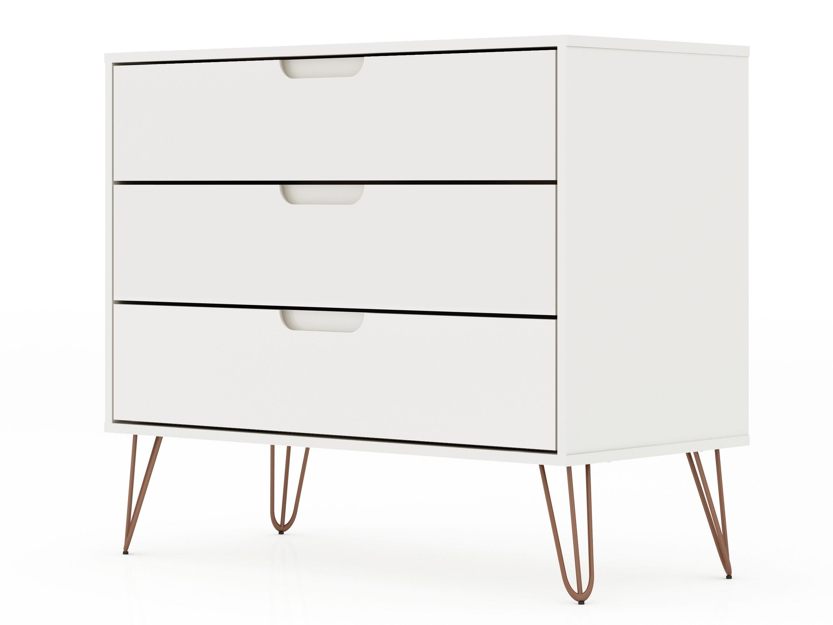 Manhattan Comfort Rockefeller 3-Drawer Dresser - White