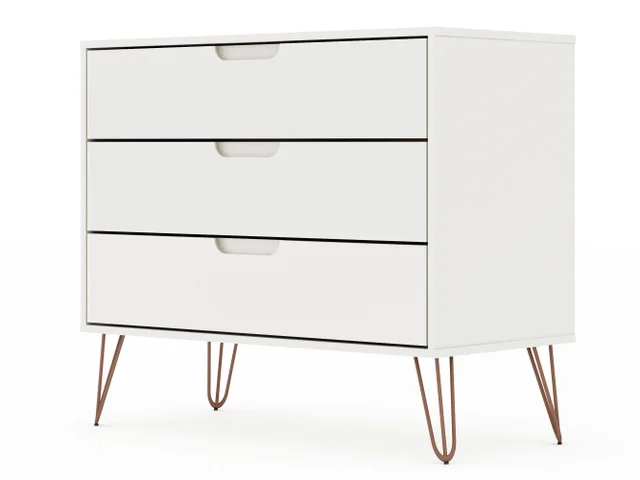Manhattan Comfort Rockefeller 3-Drawer Dresser - White Manhattan Comfort Rockefeller 3-Drawer Dresser - White