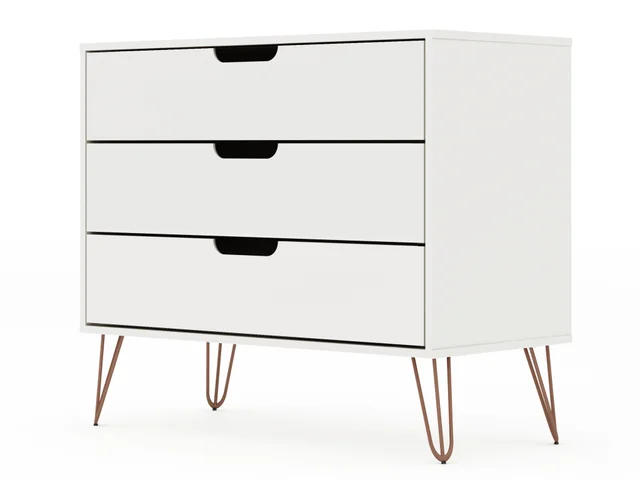 Manhattan Comfort Rockefeller 3-Drawer Dresser - White Manhattan Comfort Rockefeller 3-Drawer Dresser - White