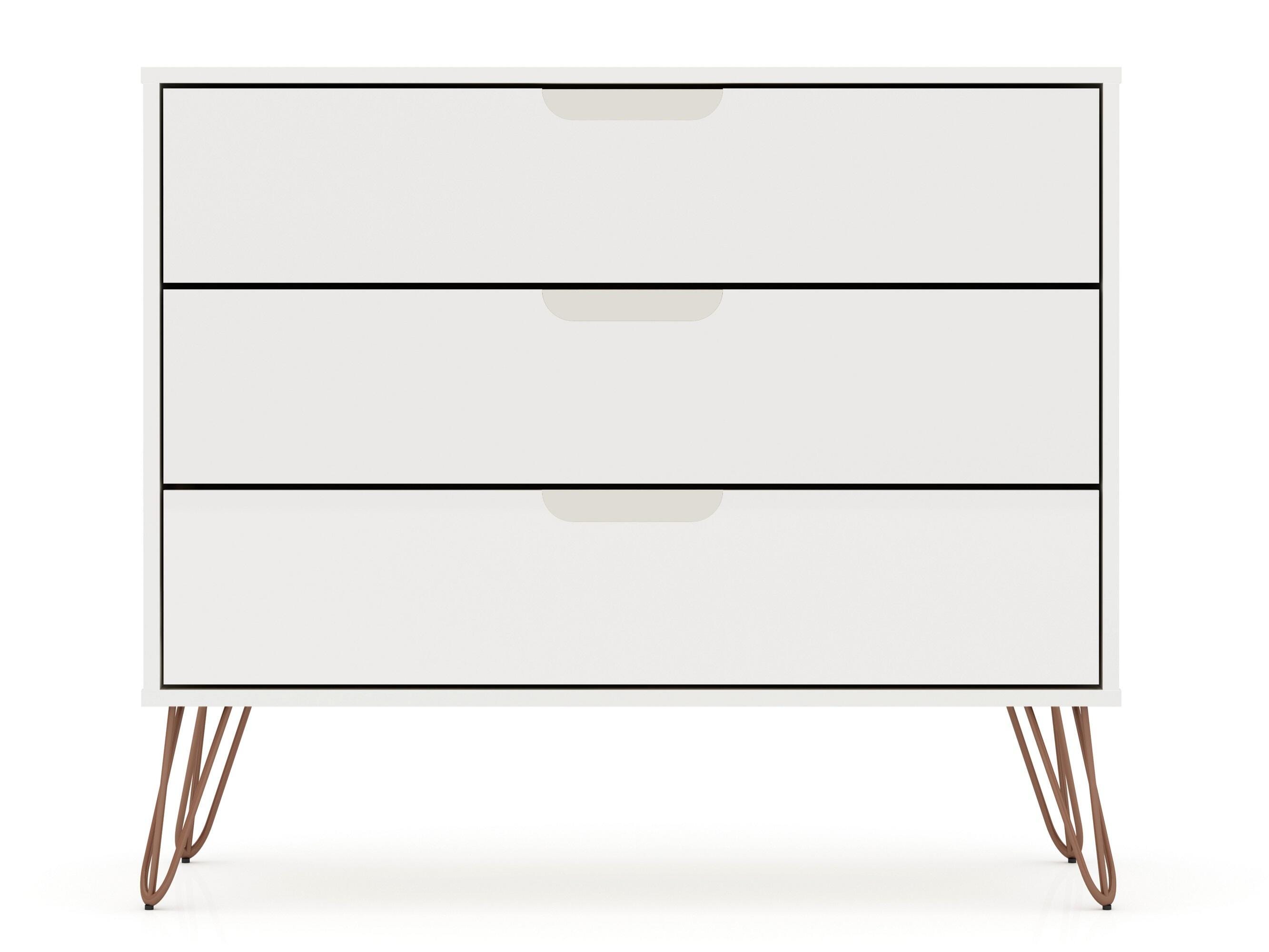Manhattan Comfort Rockefeller 3-Drawer Dresser - White