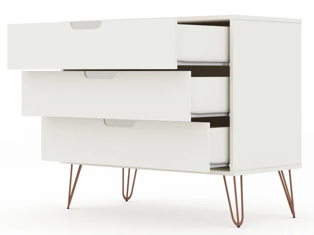 Manhattan Comfort Rockefeller 3-Drawer Dresser - White Manhattan Comfort Rockefeller 3-Drawer Dresser - White