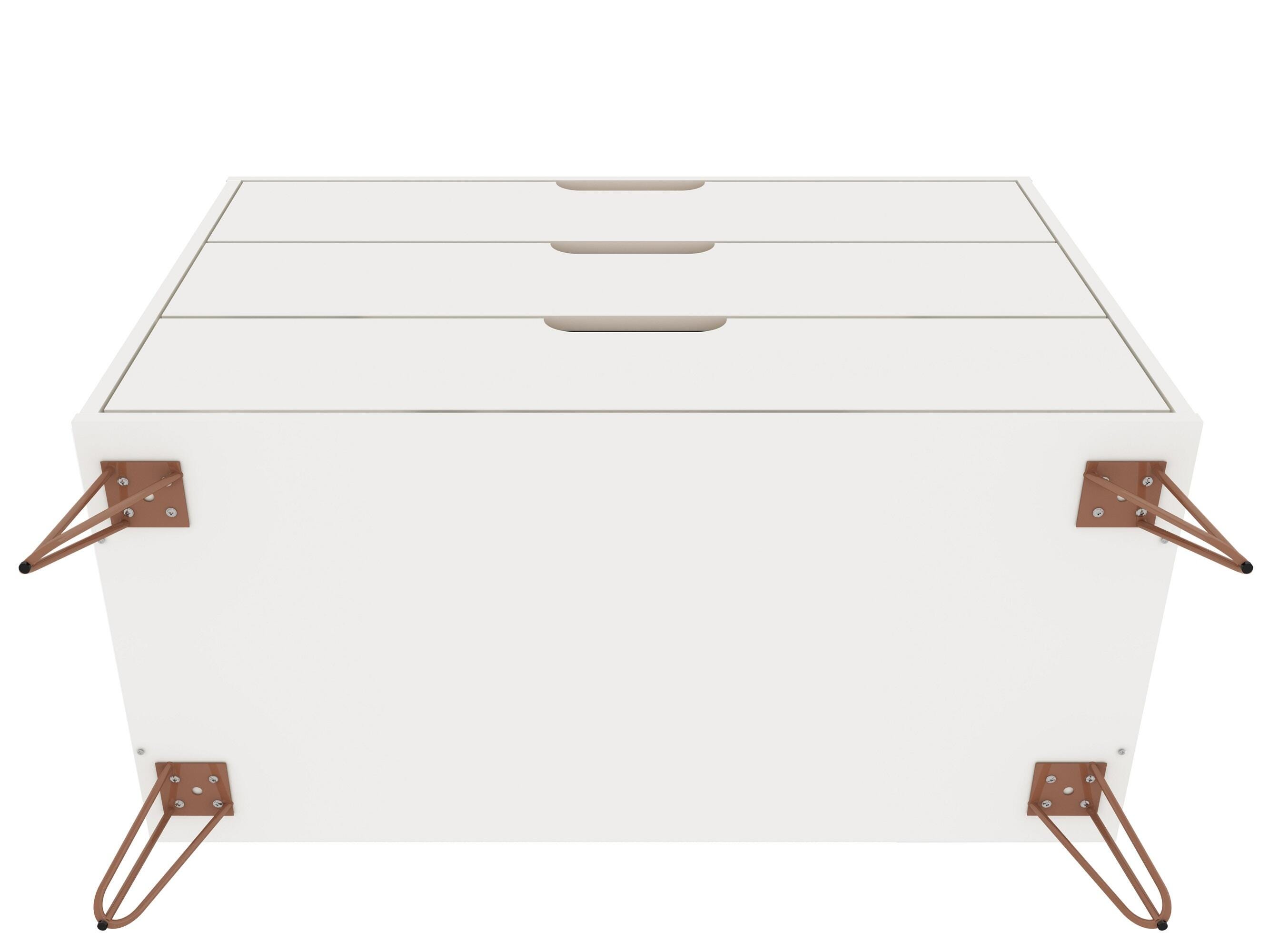 Modern Three Drawer Dresser, White, large